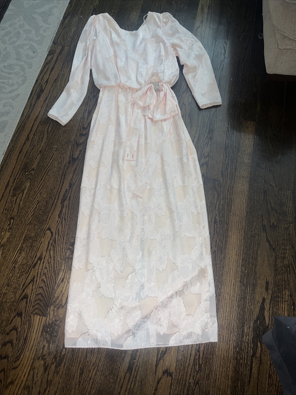 VTG DYNSTY STYLE PINK  FLORAL MAXI DRAPE BACK 8 Tall