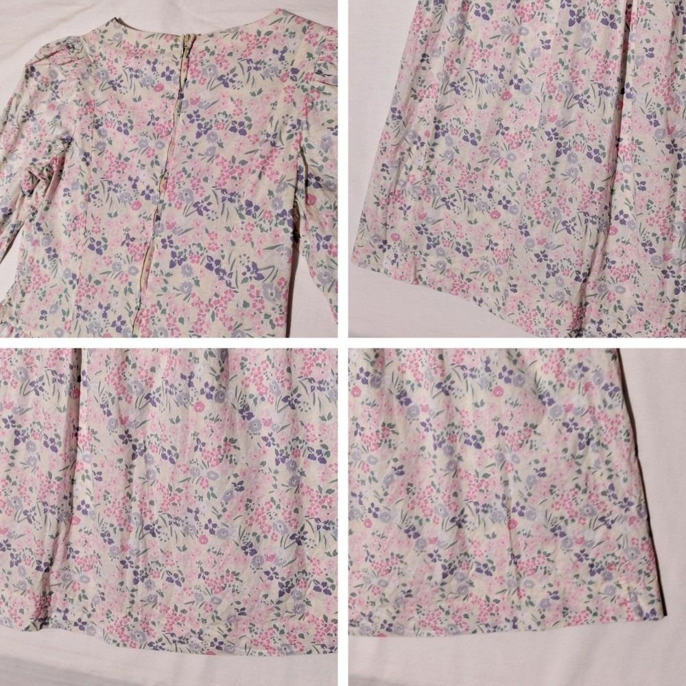 Vintage Laura Ashley Floral Cotton Dress Made in Great Britain Pink USA 8