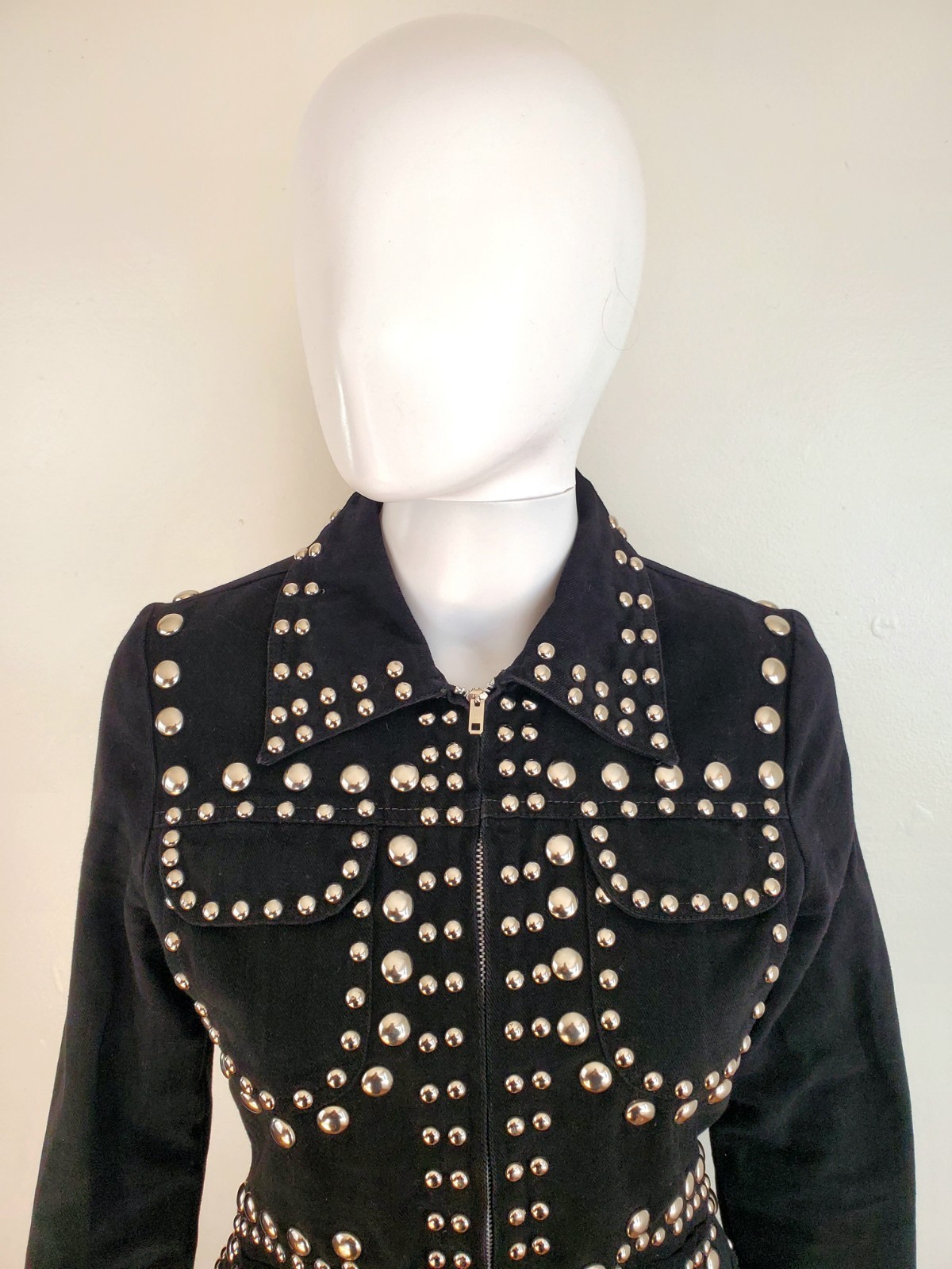 Vintage 1970s Roncelli Studded Pants Set Jacket Rock Star Western Metal Sz XS