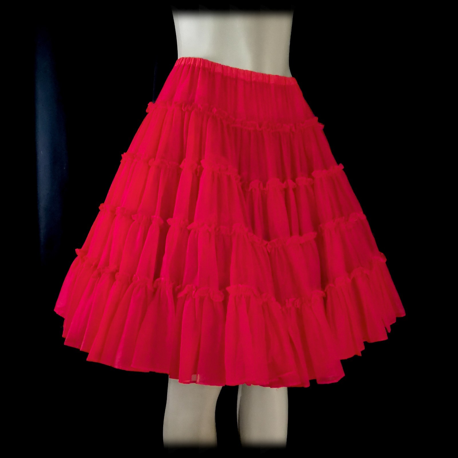 Vintage NITA SMITH Square Dancing SKIRT Red Crinoline PETTICOAT Full Circle L/XL