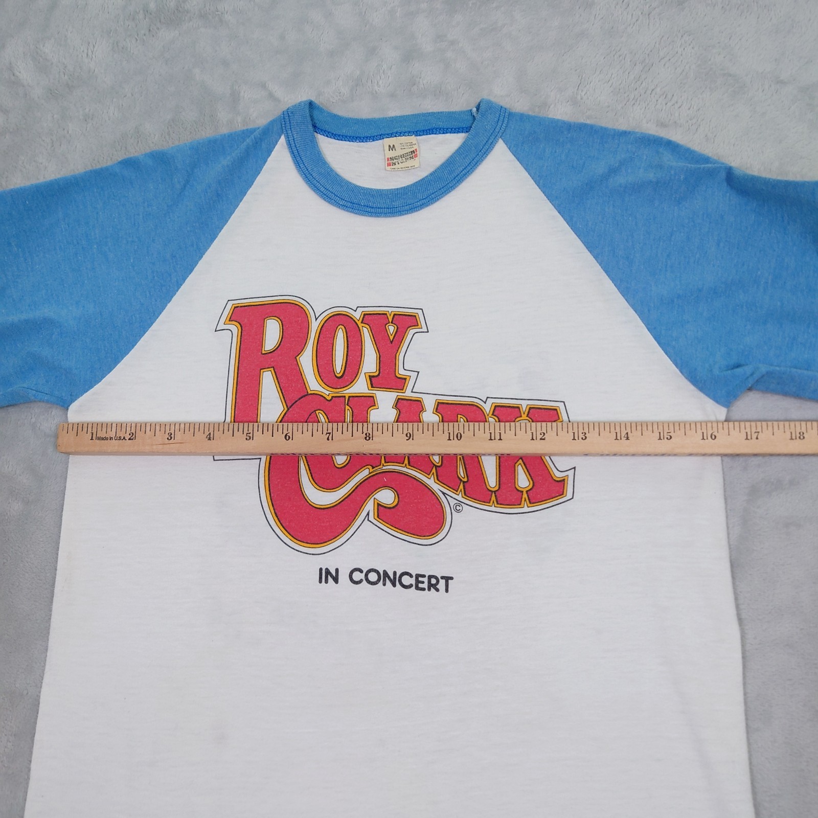 Vtg 80s Roy Clark Concert Tee Women&rsquo;s M Raglan 3/4 Sleeve T-Shirt Country Music
