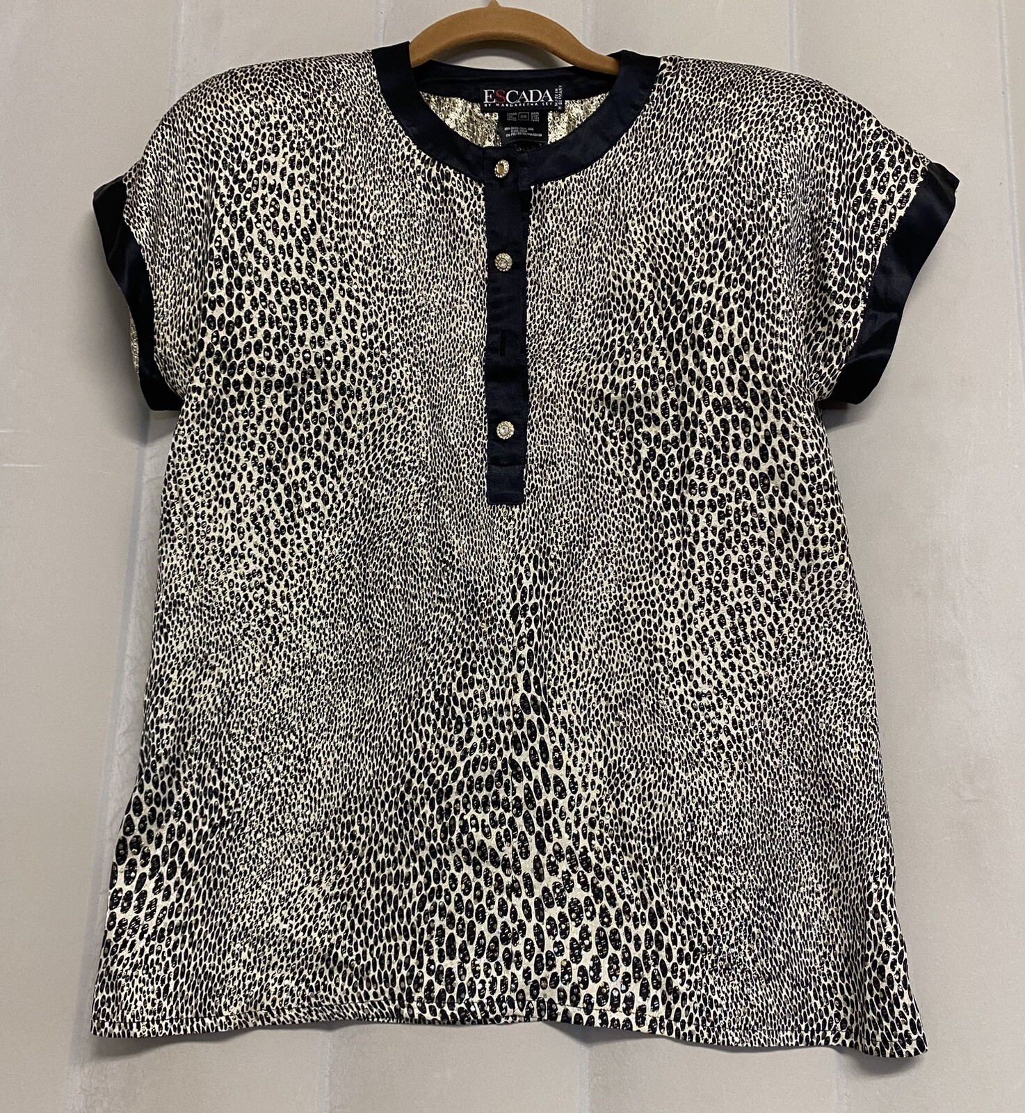 Vintage Escada Margaretha Ley Women’s Blouse Size 36 Silk Blend Cheetah Leopard