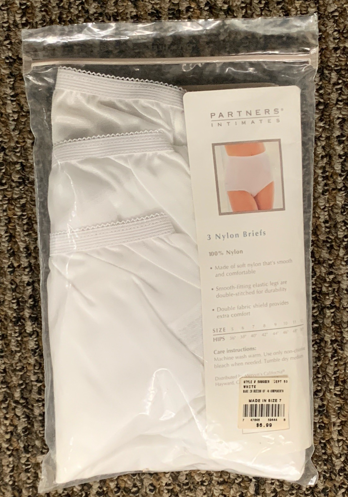 Vintage Mervyn&rsquo;s Partners Intimates 100% Nylon Brief Panties-NOS 3 Pack-Size 7