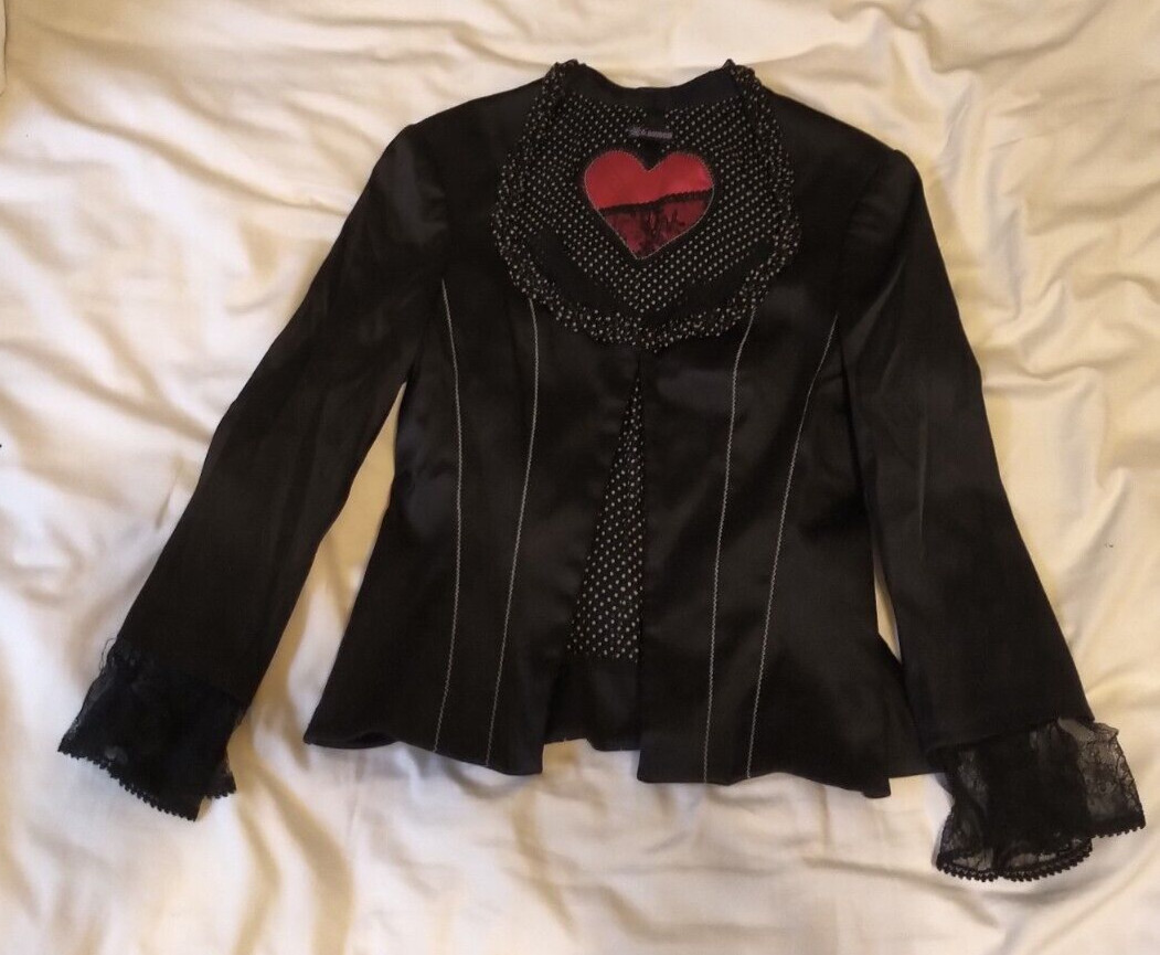 NEW VINTAGE 1990S DR. BOUDOIR ELLEN BERKENBLIT LINGERIE INSPO BLACK SILK JACKET