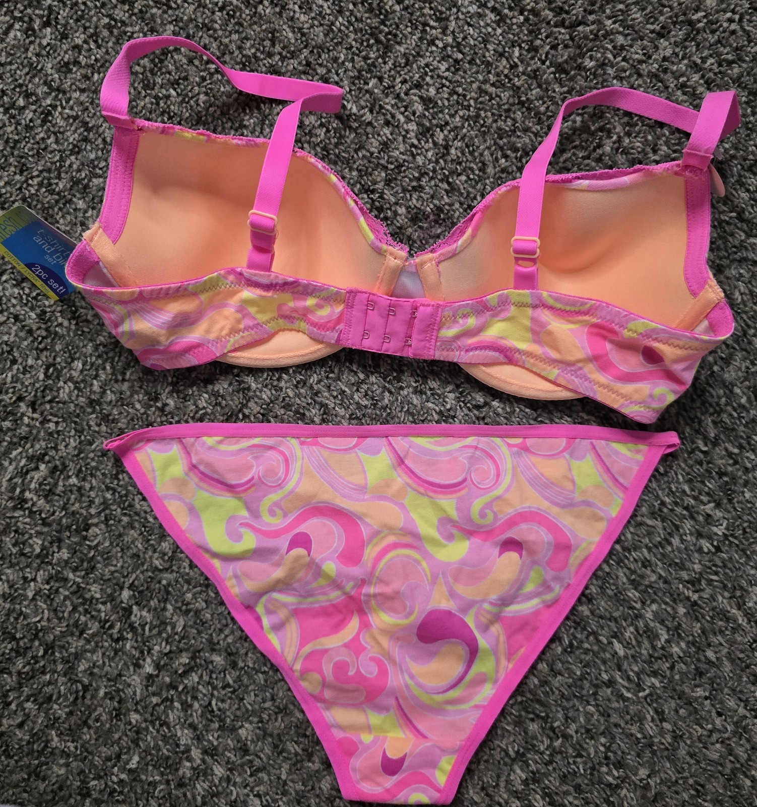 Vintage Y2K Bra 36D & Sz 7 Bikini Panties SET Fruit of the Loom Read NWT