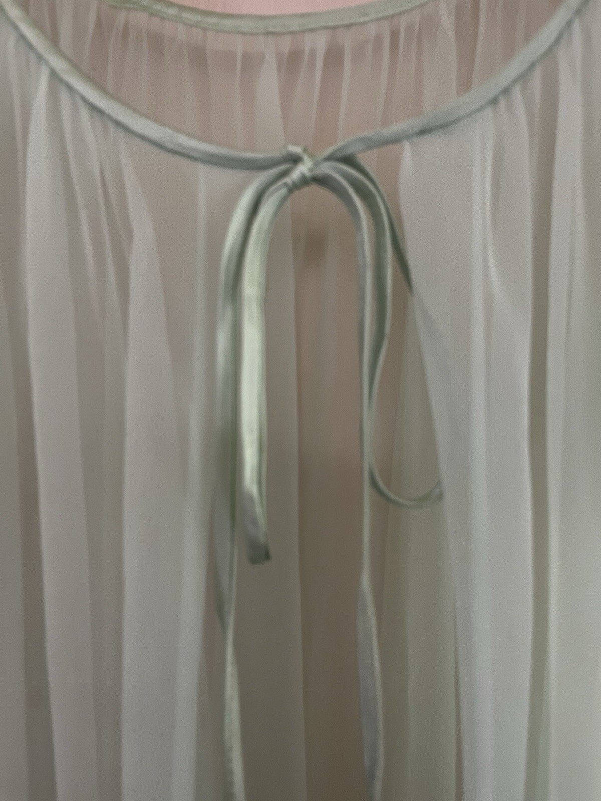 VTG 60s Mint Green Chiffon Ethereal Coquette Bridal Peignor Fairycore Maxi Gown
