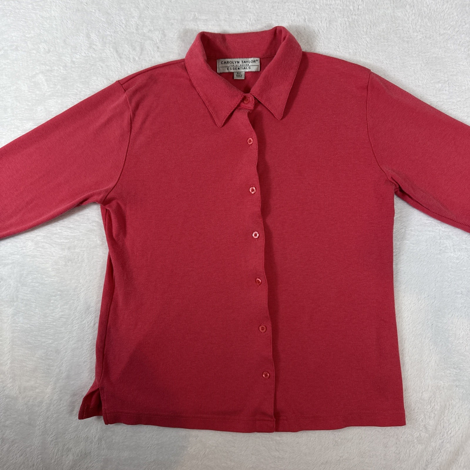 VTG 80s Carolyn Taylor Cotton Rayon Blend Button Down Blouse Sm Made in Russia