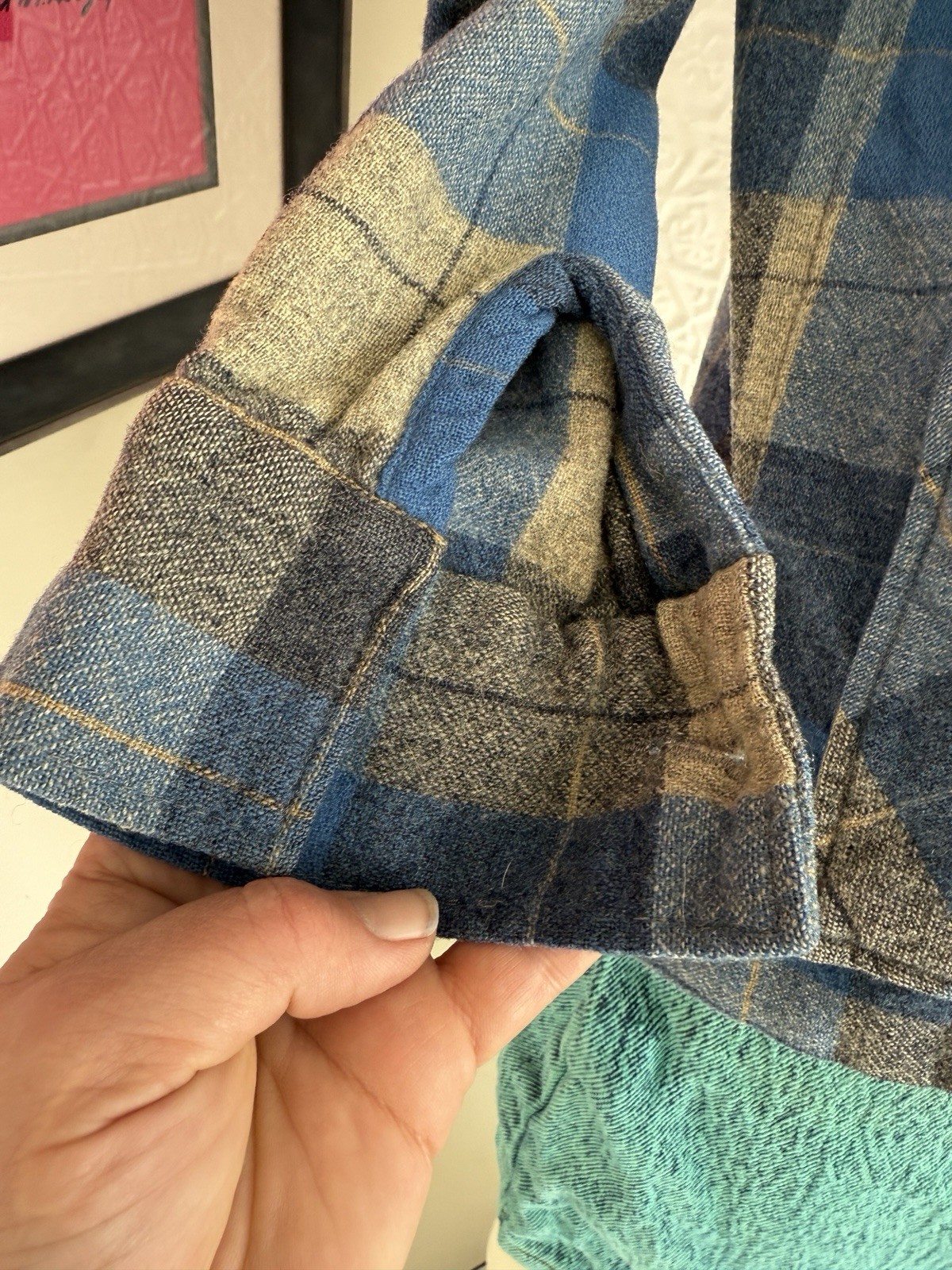 True Vintage 1950s/1940s era pendleton style 49er jacket blue grey plaid S/M