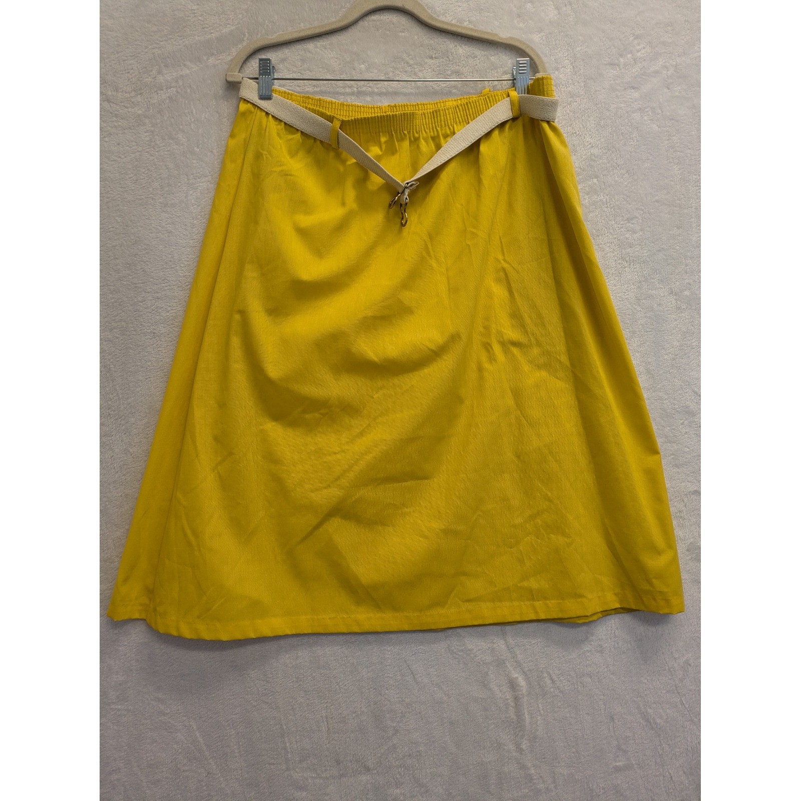 Vintage Take 1 Yellow A Line Midi Skirt with Belt Excellent Condition