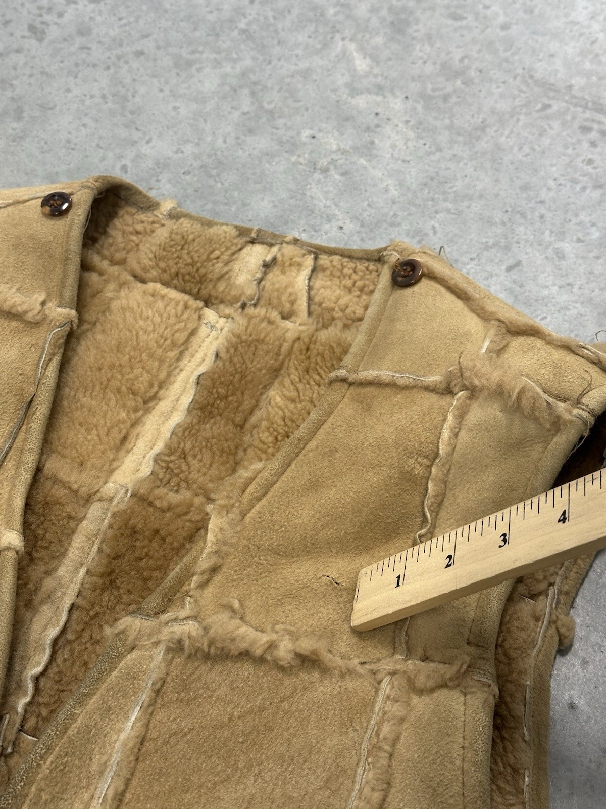 Vintage 60s 70s Shearling Patchwork Vest Talon Zipper Adult 20.5x27in