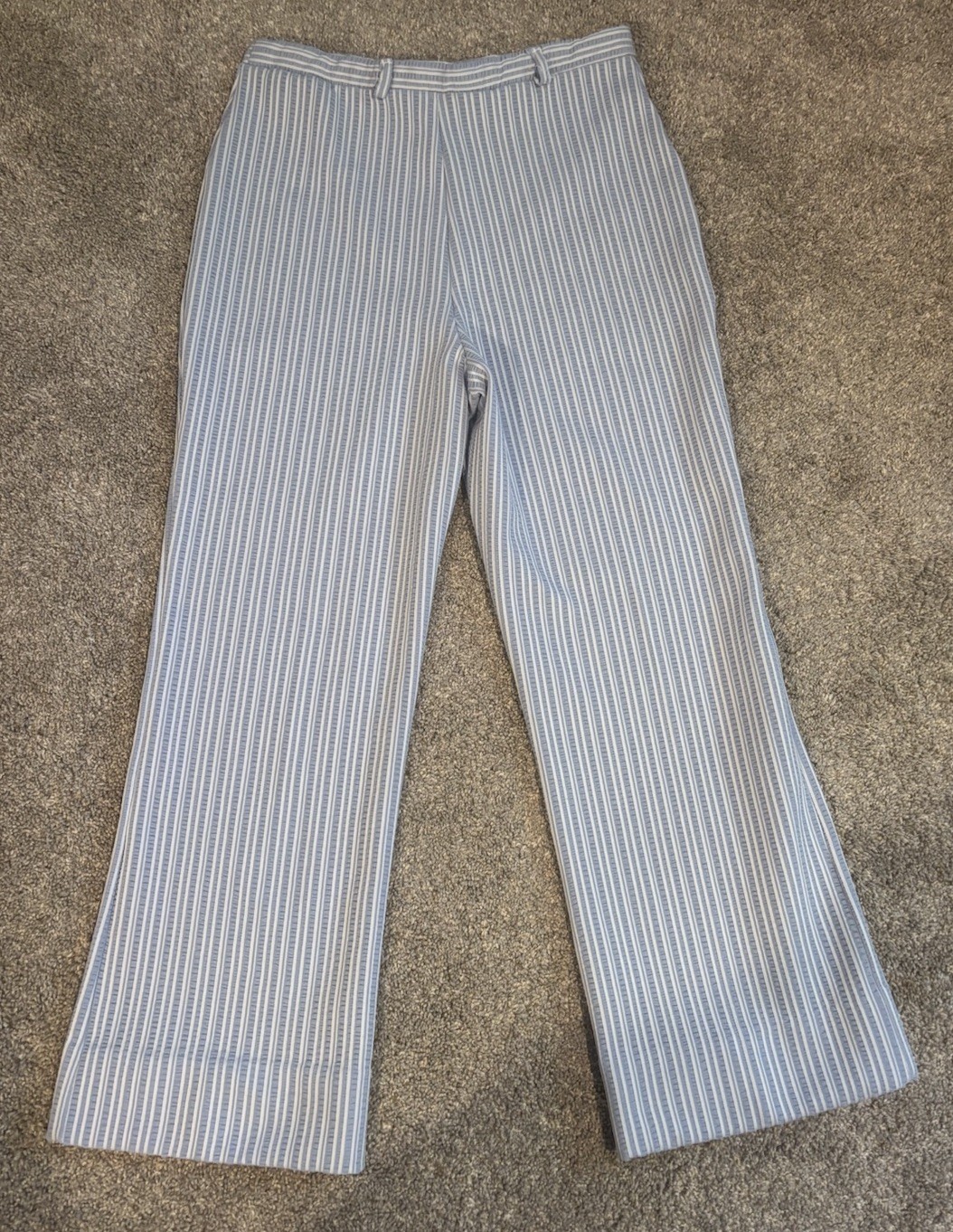 Vintage 1970s Lady Blair Blue and White Striped Slacks Pants Size 10 Made in USA