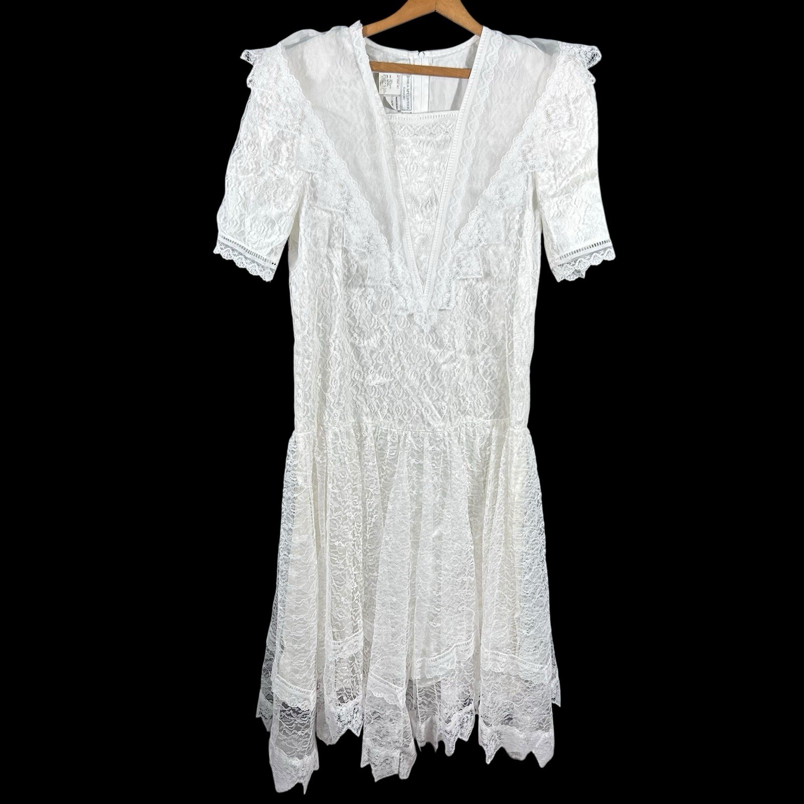 Vintage Jessica McClintock Gunne Sax Prairie Wedding Dress Lace Layered 11/12
