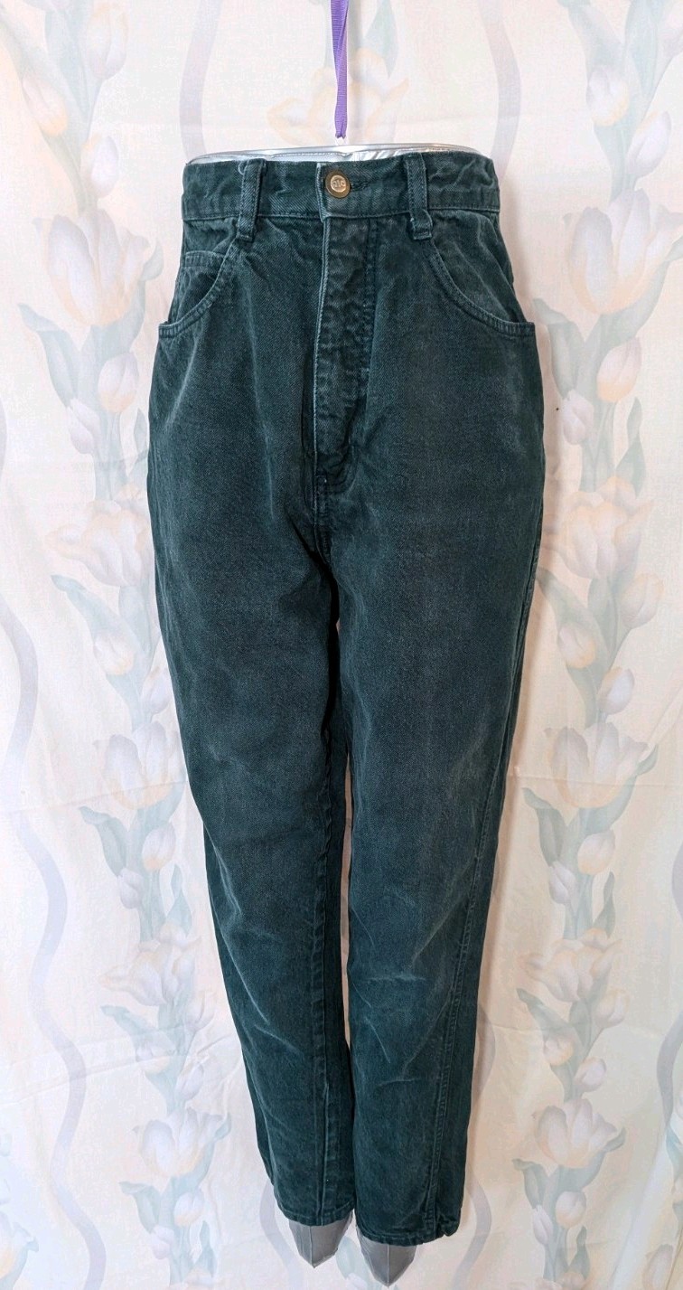 Vintage 1980s Rio By Stephen Mardon Dark Green High Waisted Mom Jeans 24&Prime;Wx29&Prime;L