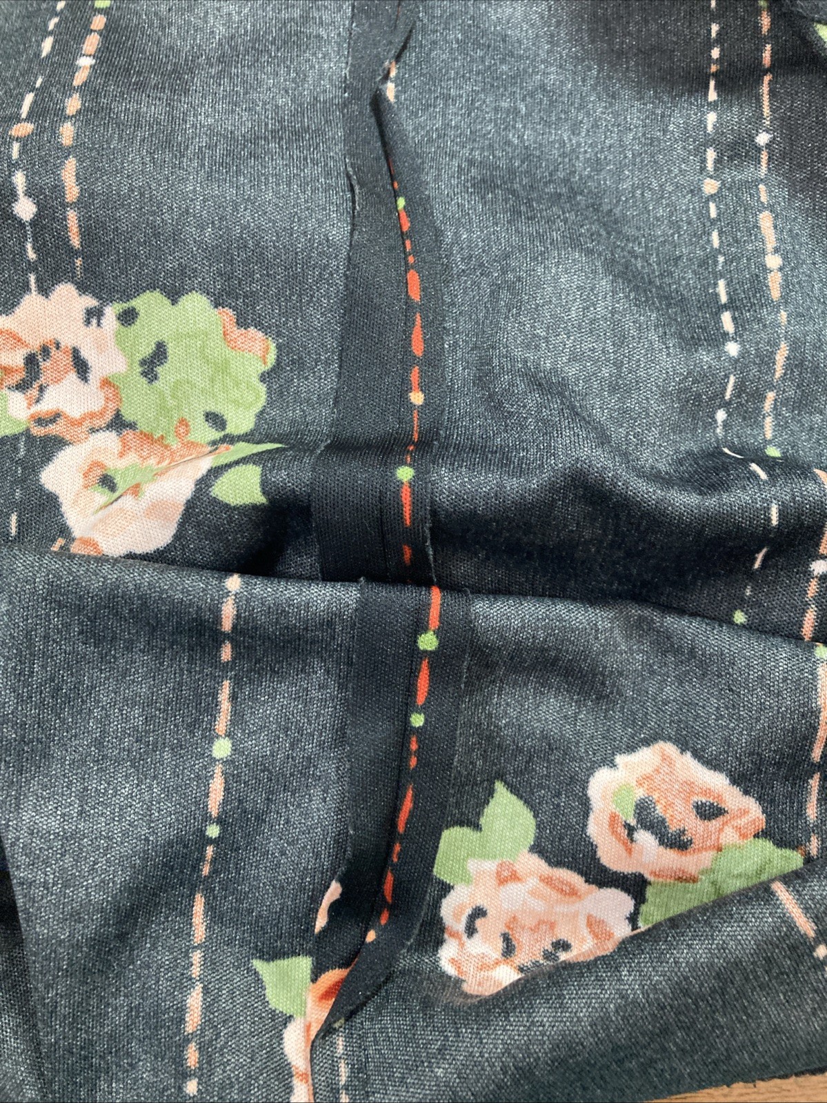 Vintage 1970s CLOVIS RUFFIN Ruffinwear Dress Western Dark Floral Jersey Knit