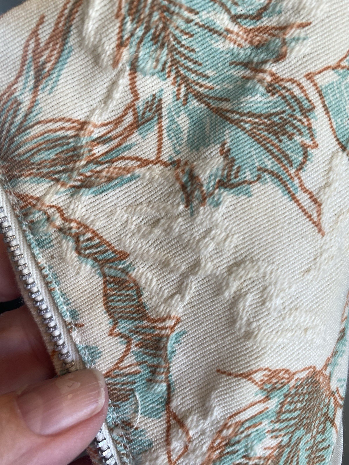 True VTG 1950s/60s Sequined All Over Floral Cocktail Dress Peach Ivory Aqua S/M
