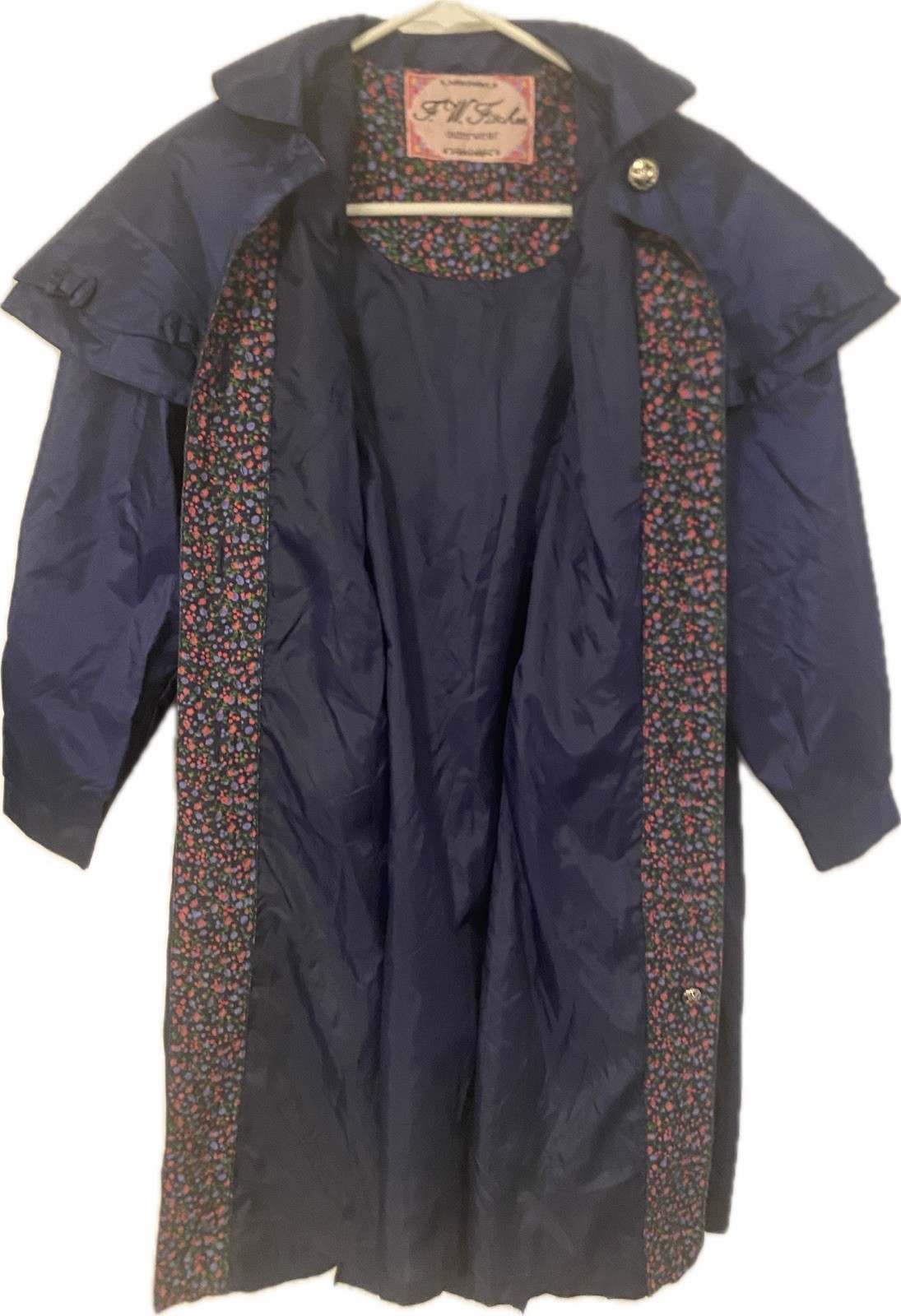 Women’s Vintage 90s Navy And Floral Jacket Bow Details Maximalist Size Medium