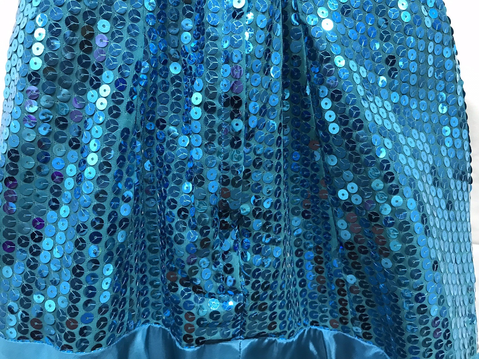 Vintage Nadine Teal Sequins One Shoulder Prom Party Formal Dress Gown Sz 11 USA