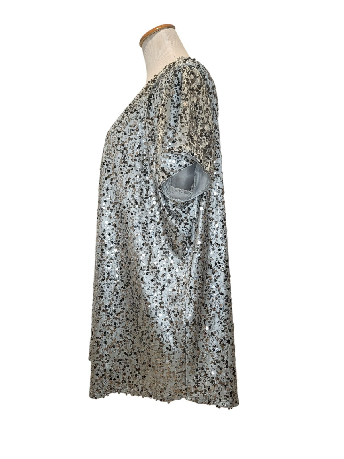 Vintage Roaman&rsquo;s Silver Sequin Sparkle Disco Glitter Glam Blouse Top Shirt 22W
