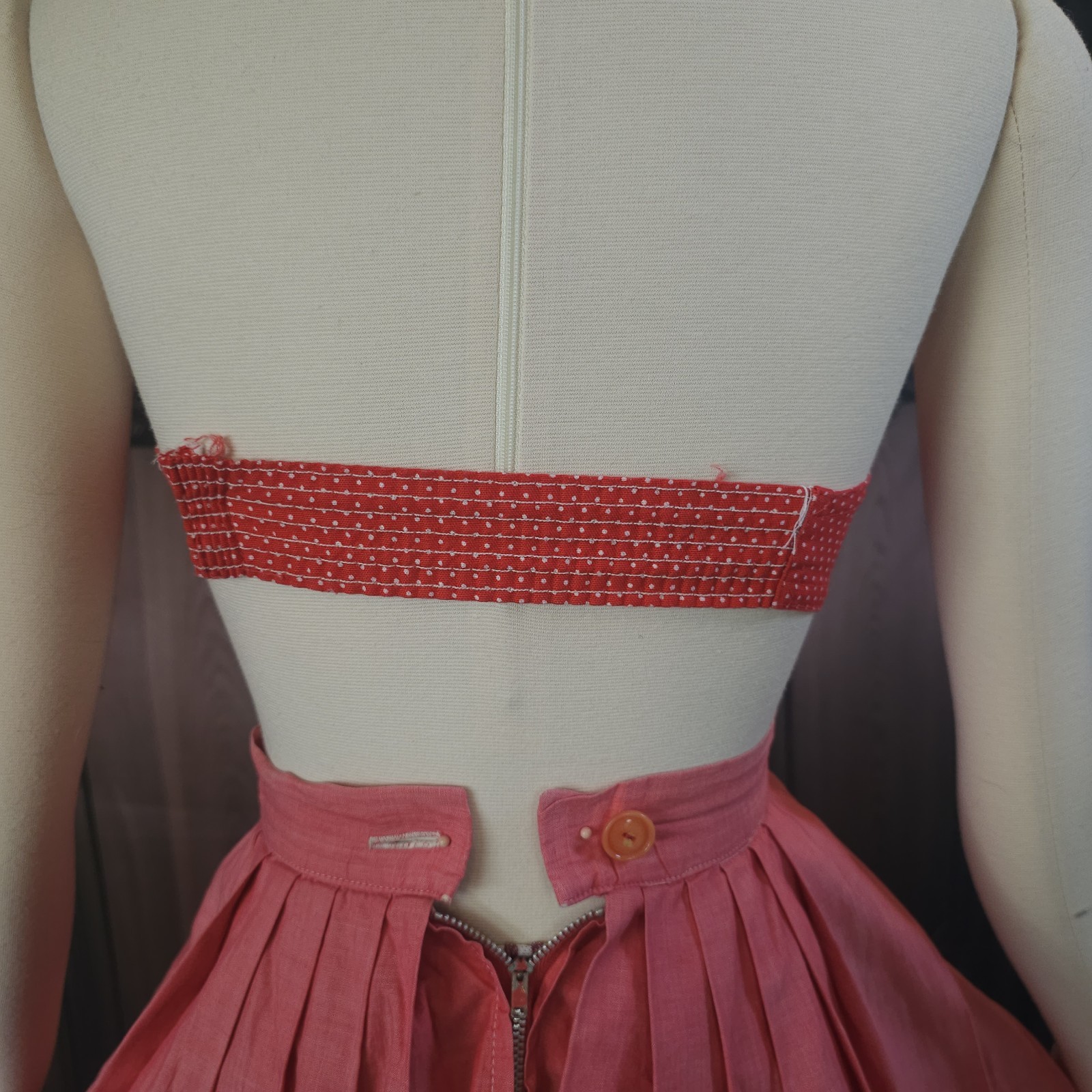 Vintage 1950s Skirt Pleated Pink Circle Skirt Retro Pinup Rockabilly Metal…