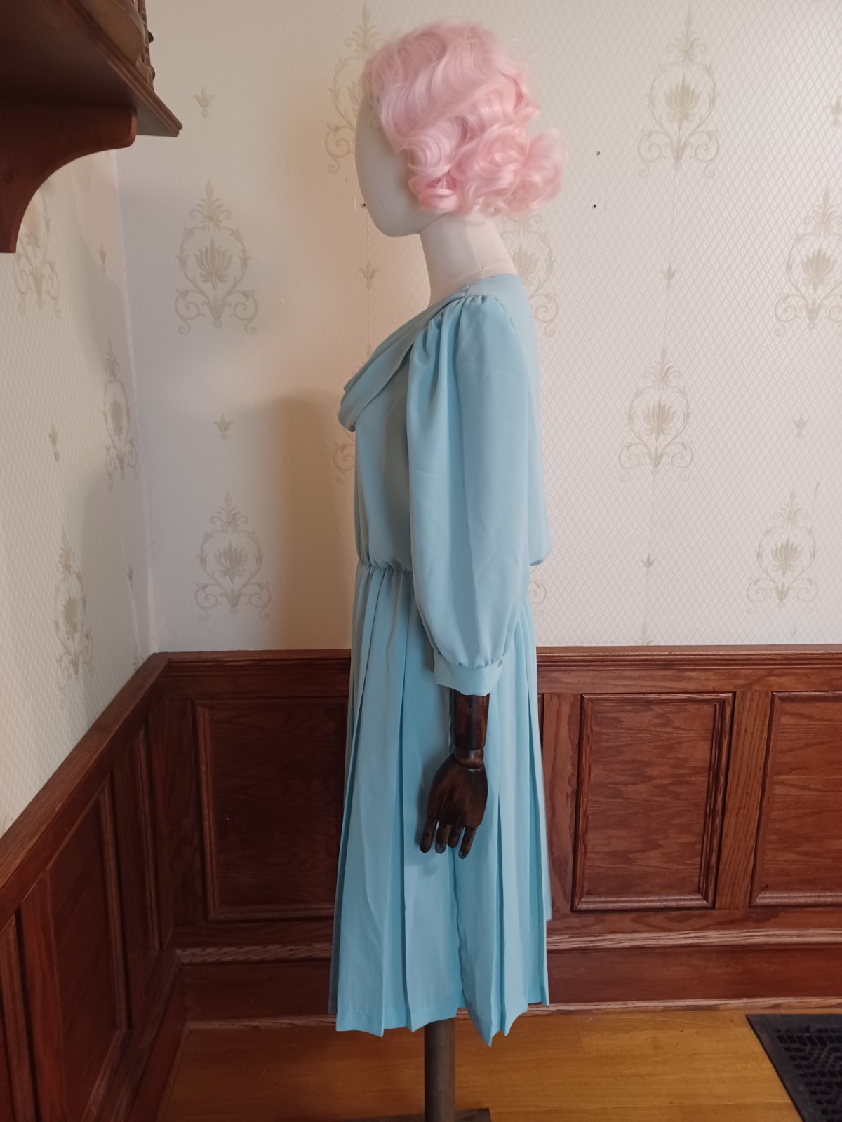 Vintage 1980s Sheer Pastel Aqua Bobby&rsquo;s Girl Romantic Coquette Dress