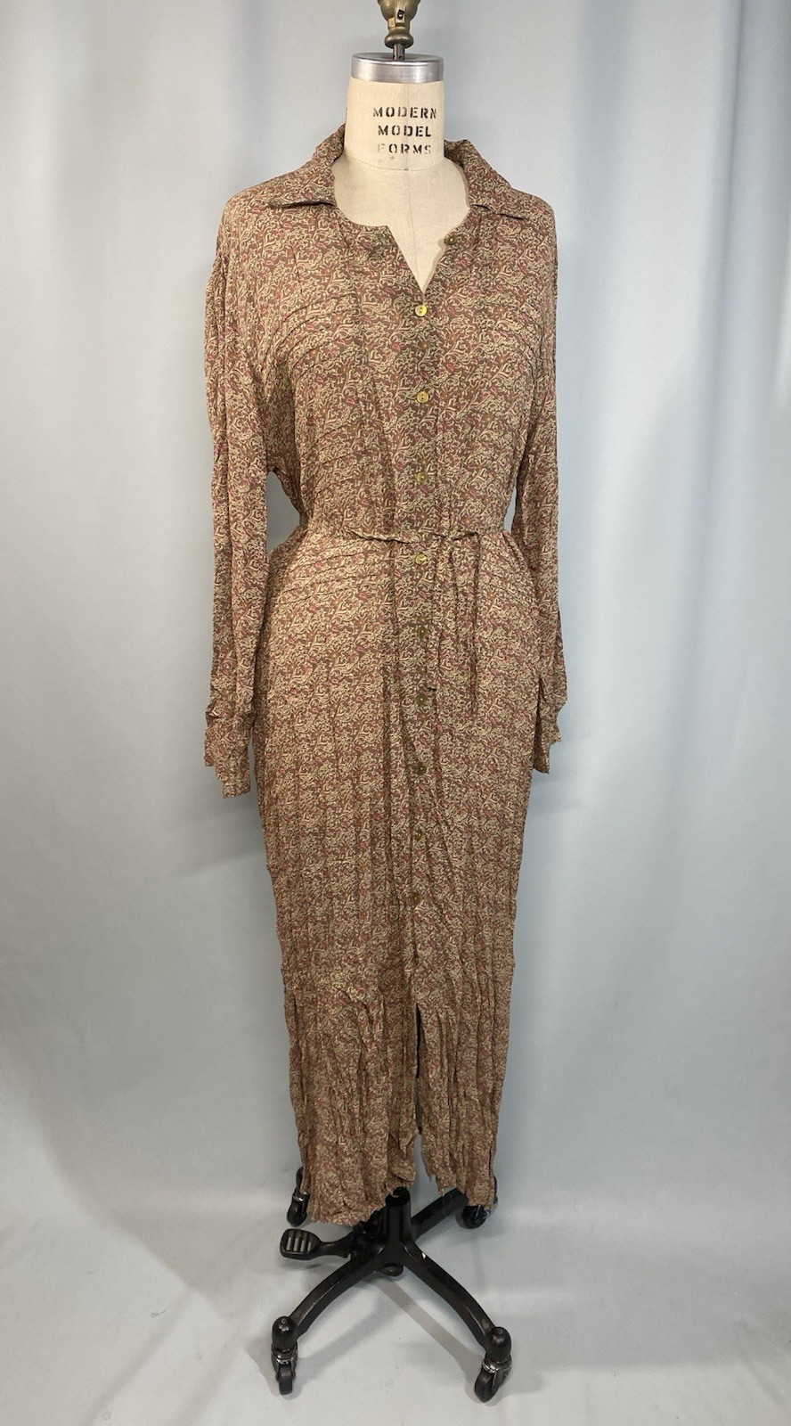 APRIL CORNELL Vintage Dress SIZE MEDIUM M long brown 90s Y2K Rayon sheer boho