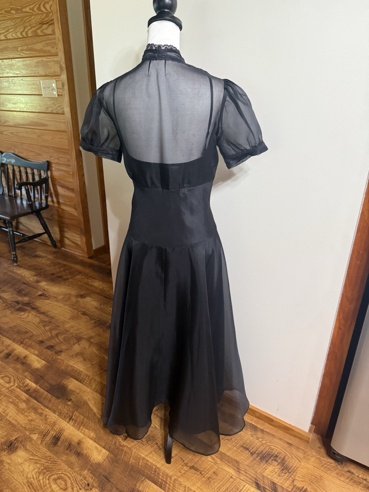 VTG 90s Does 40s 50s The J. Peterman Co 100% Silk Chiffon Midi Dress 10 Pin Up