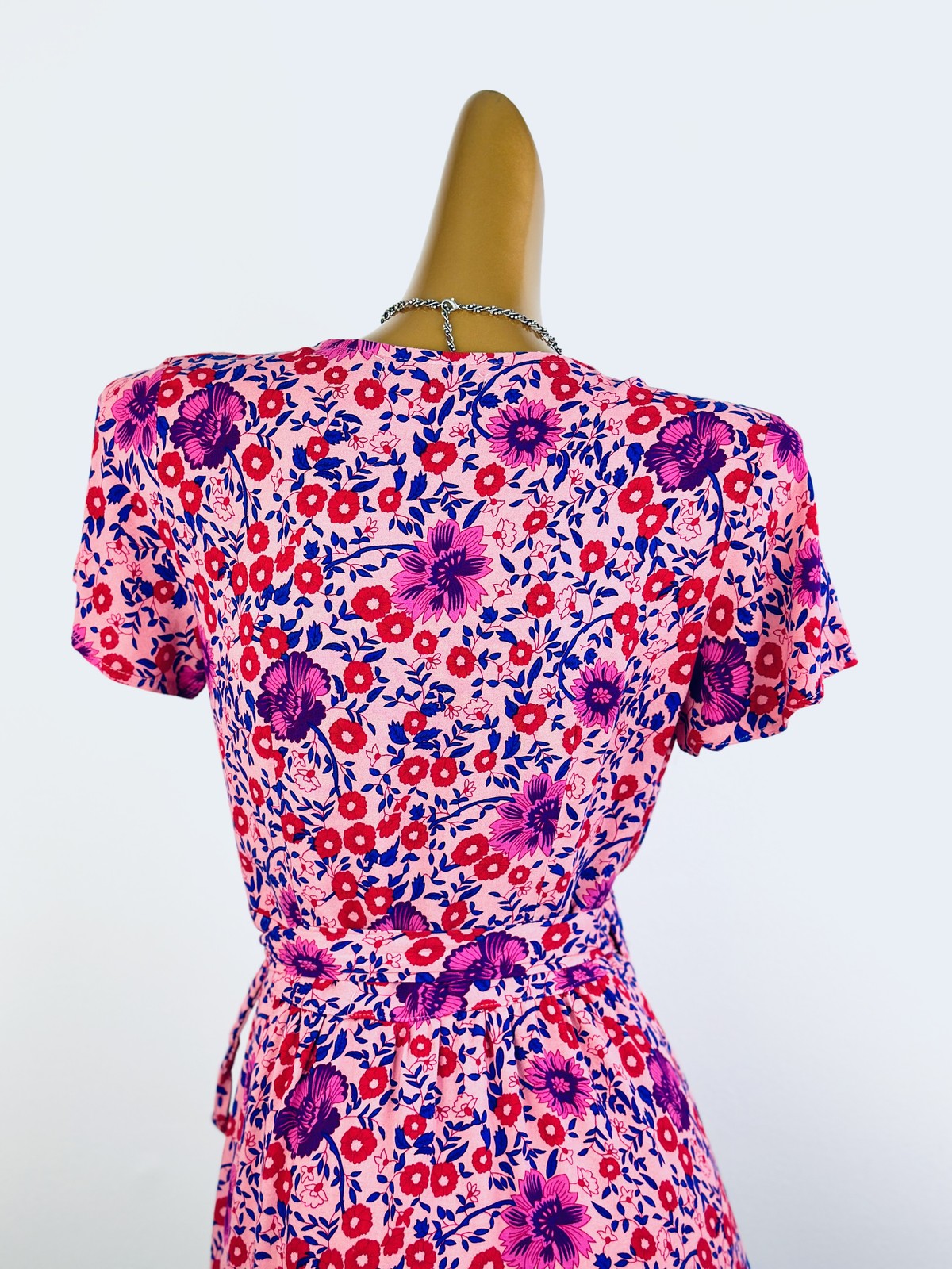 Vintage VTG 90s boho wrap dress floral print prairie mini sundress
