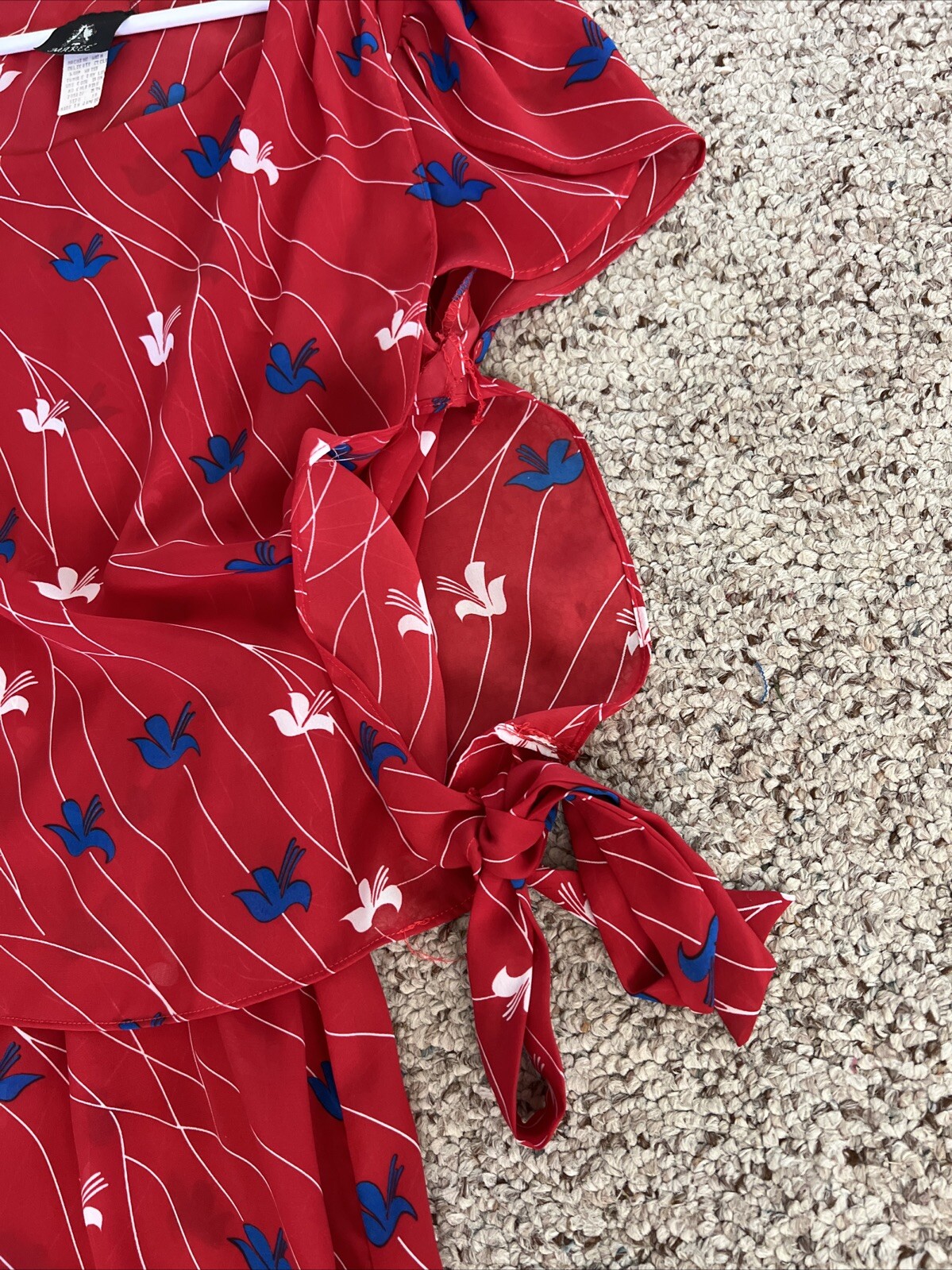Vintage 1980s Red White & Blue 100% Polyester Dress Maree&rsquo; Made Jamaica Size 18