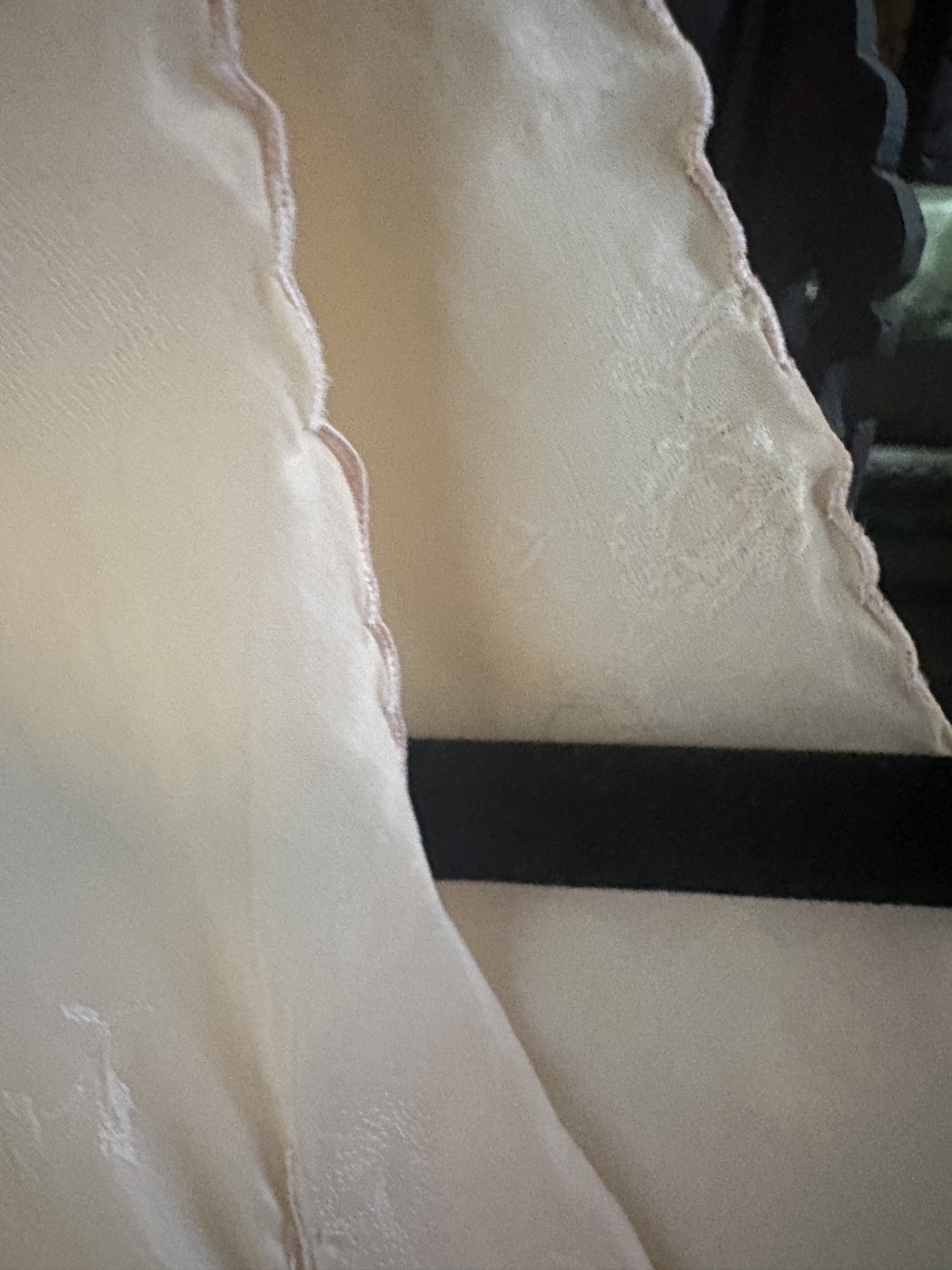 1930s Hand Made Embossed and Embroidered Silk Lace Art Deco Nightgown