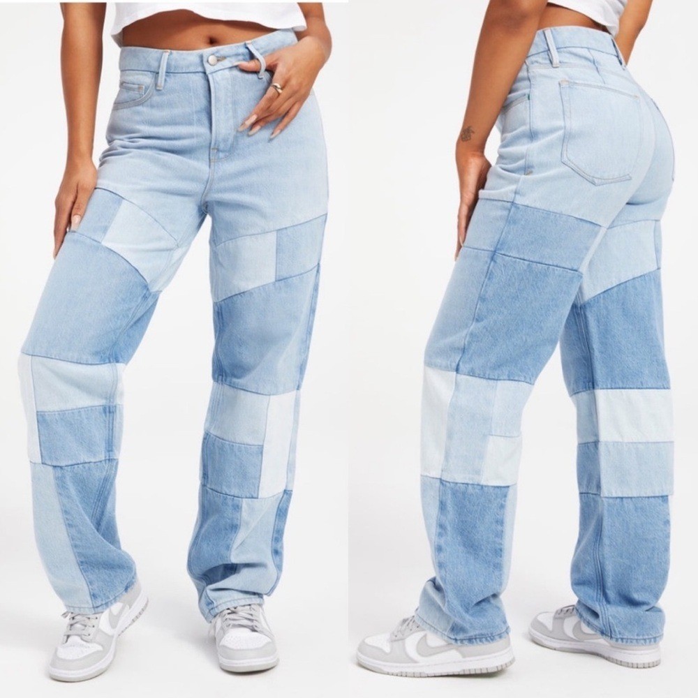 Good American Good &rsquo;90s Patch Jeans Size 15