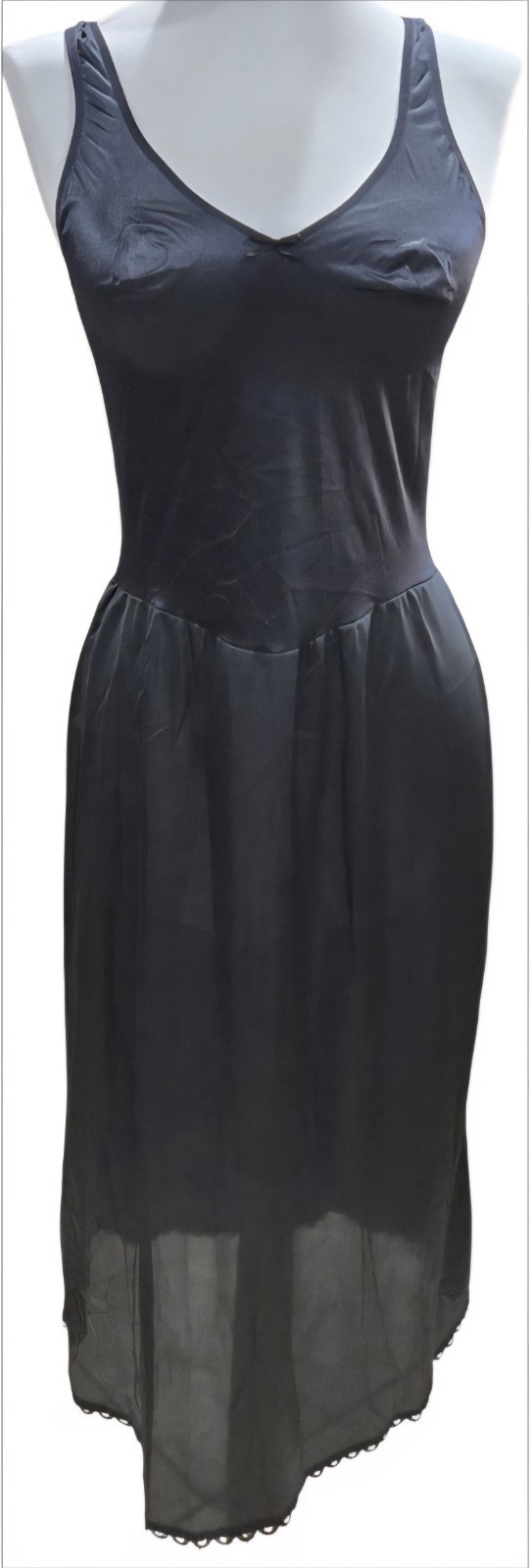 1970s WARNER&rsquo;S Black Fitted Antron III Nylon & Lycra Spandex Slip Dress Size 36