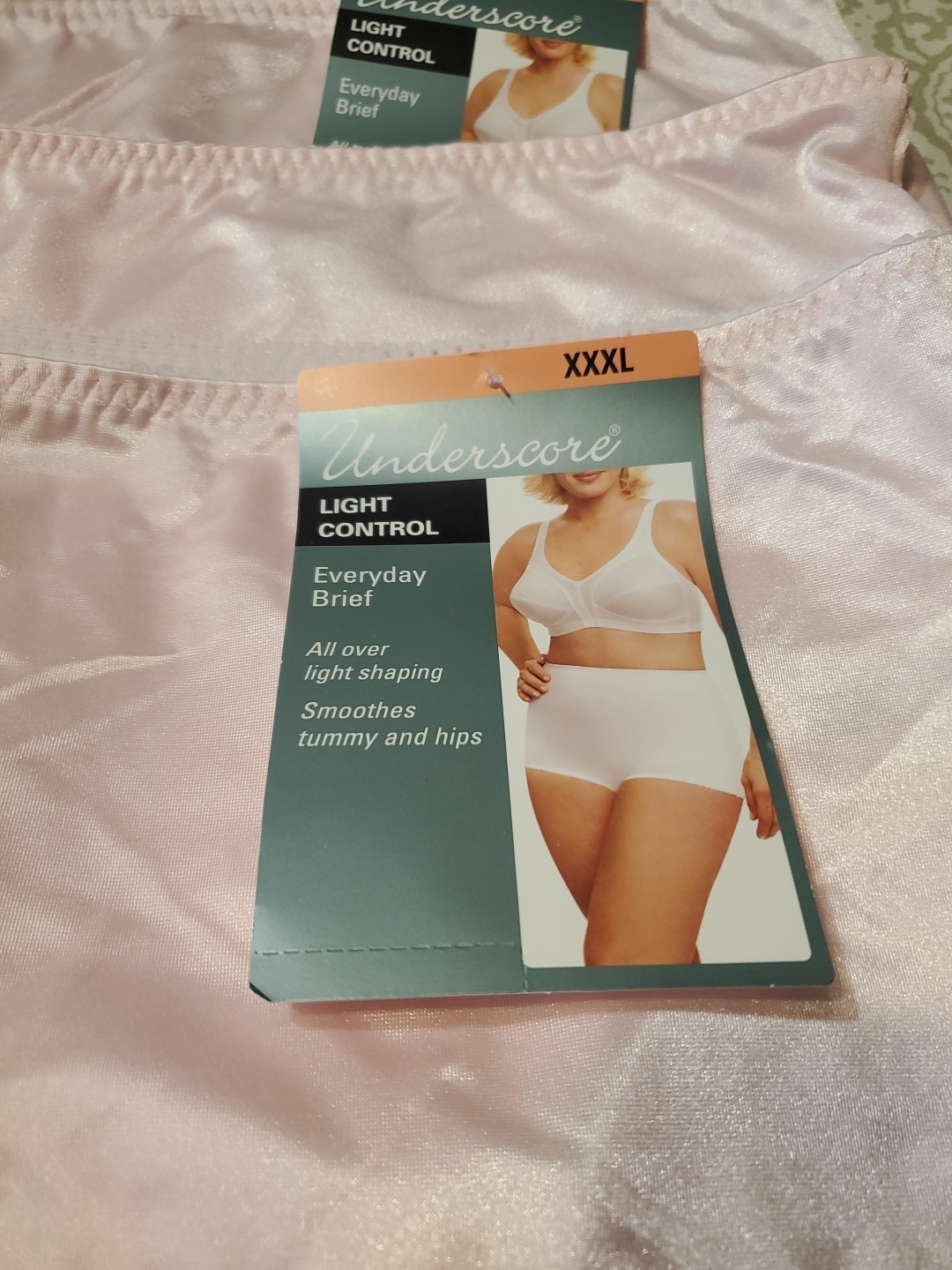 3) Vintage JCP UNDERSCORE Womens XXXL Pink Nylon Light Control Everyday Briefs