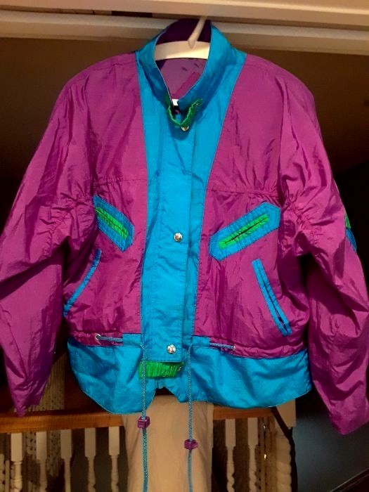 Vintage 80s Andy Johns WMNS PL Neon Color Block Retro Full-Zip Windbreaker