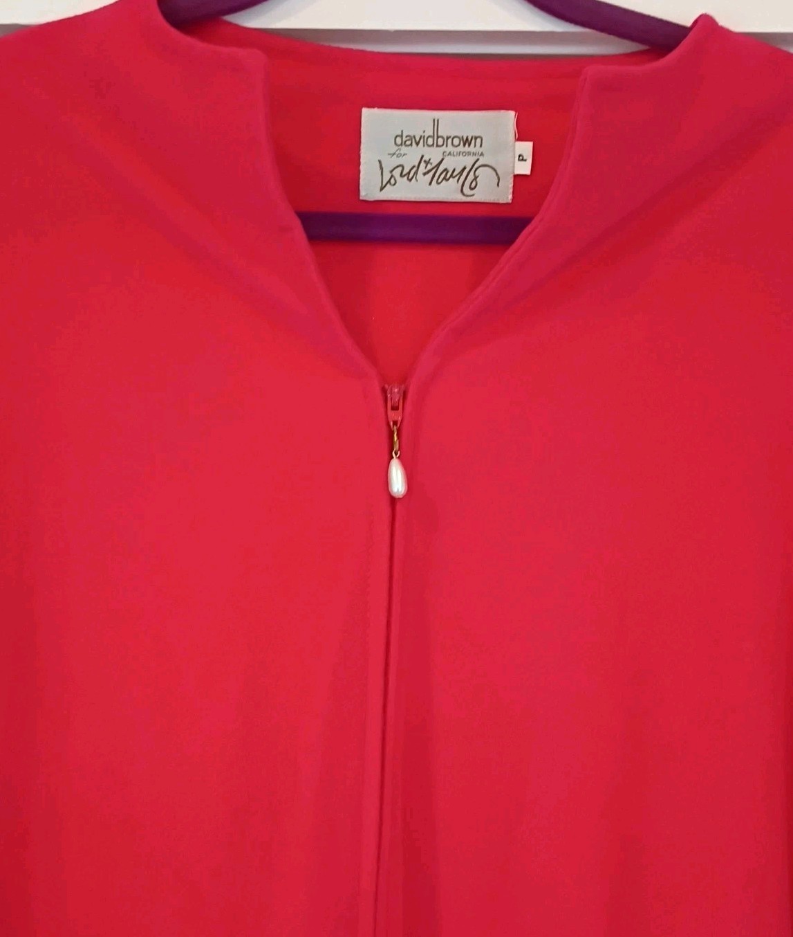 Vtg Elegant David Brown California LONG Red Soft House Dress Gown Robe Petite S