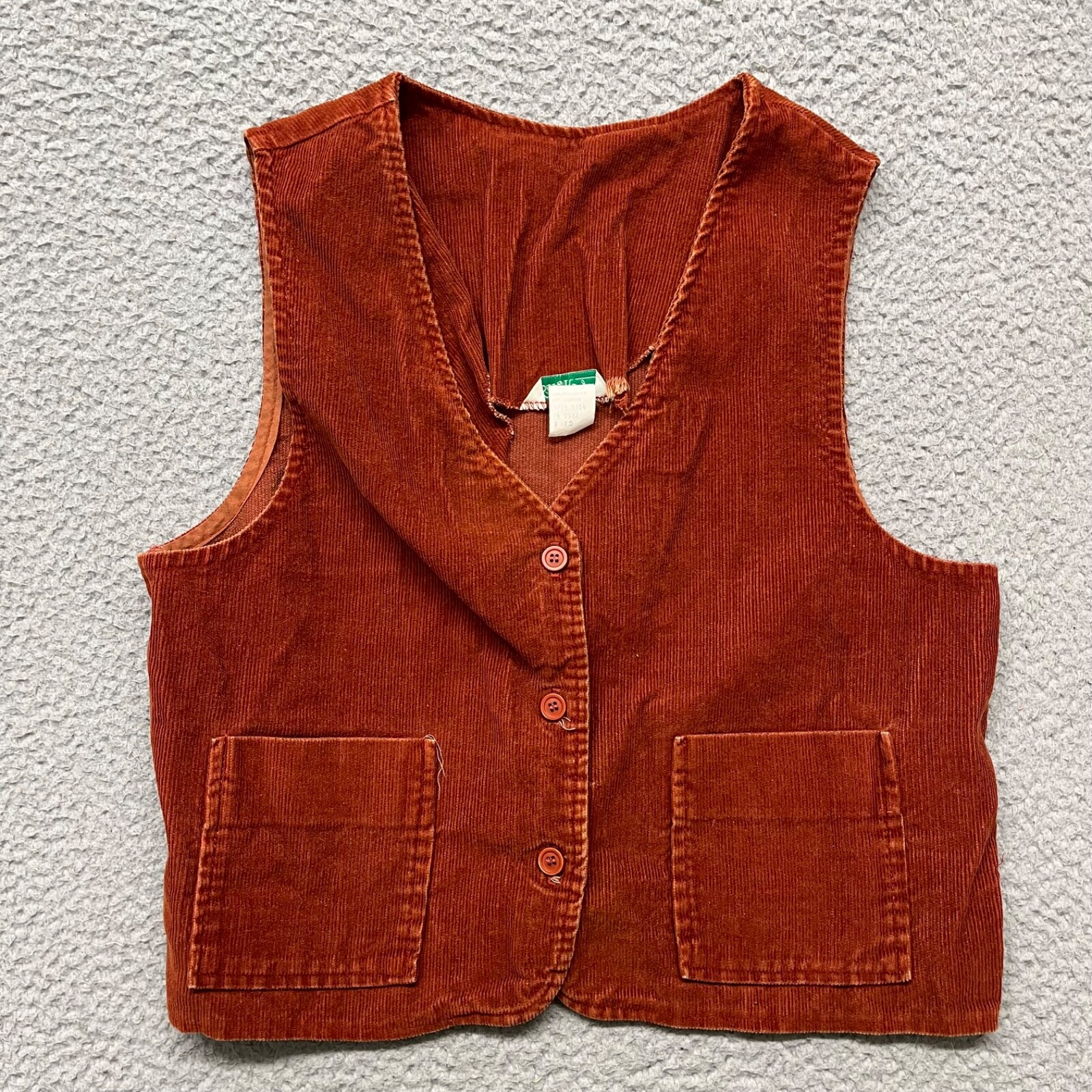 Vintage Sears Jr Bazaar Vest Brown Corduroy 60&rsquo;s 70&rsquo;s Retro Disco Western