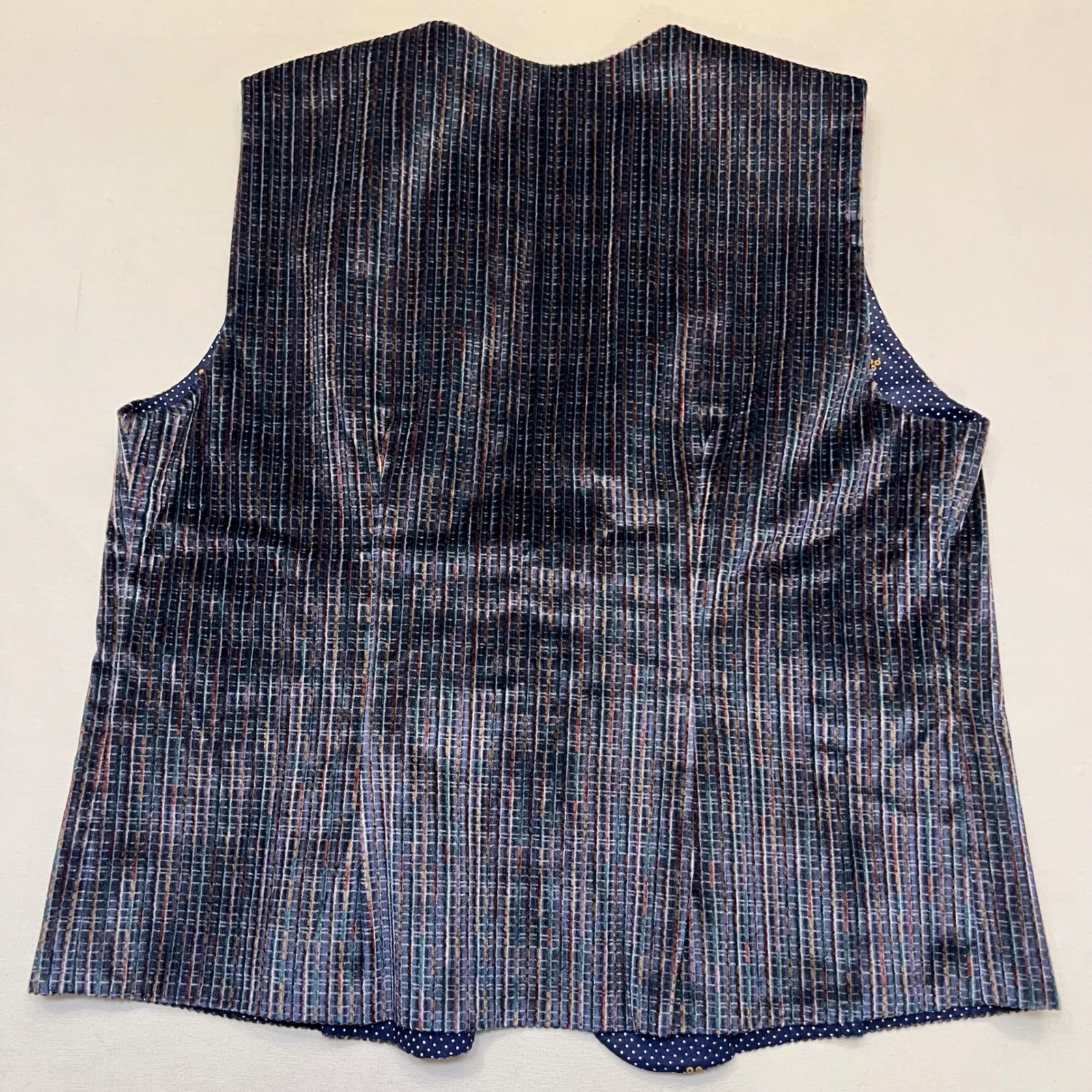 Vintage Blue Handmade Unique Reversible Retro Eclectic Indie Textured Vest L