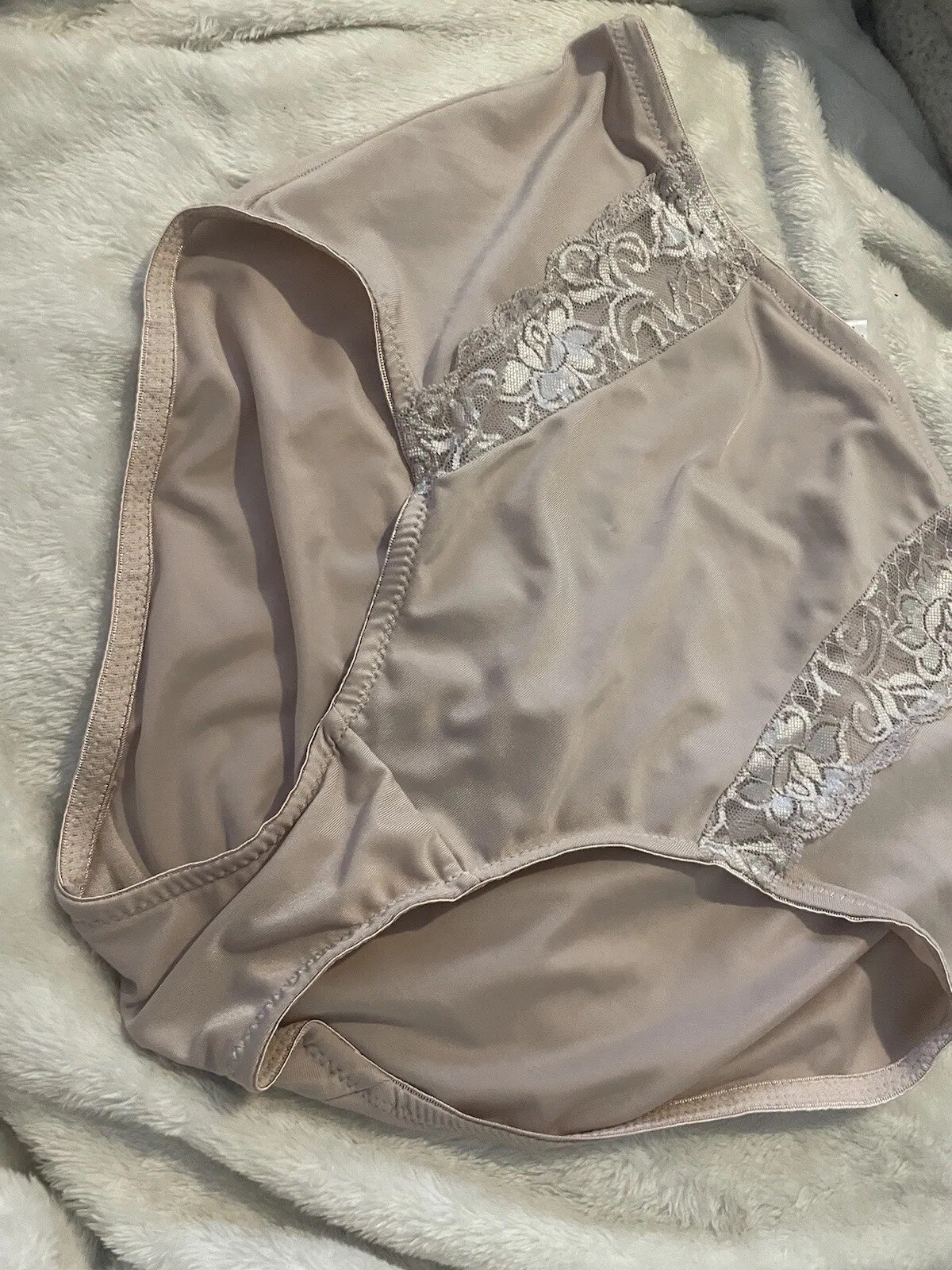 MARILYN MONROE PLUS 1X VNTAGE STRETCHY BEIGE SHAPER PANTY BRIEF~LACE TRIM~ 1X