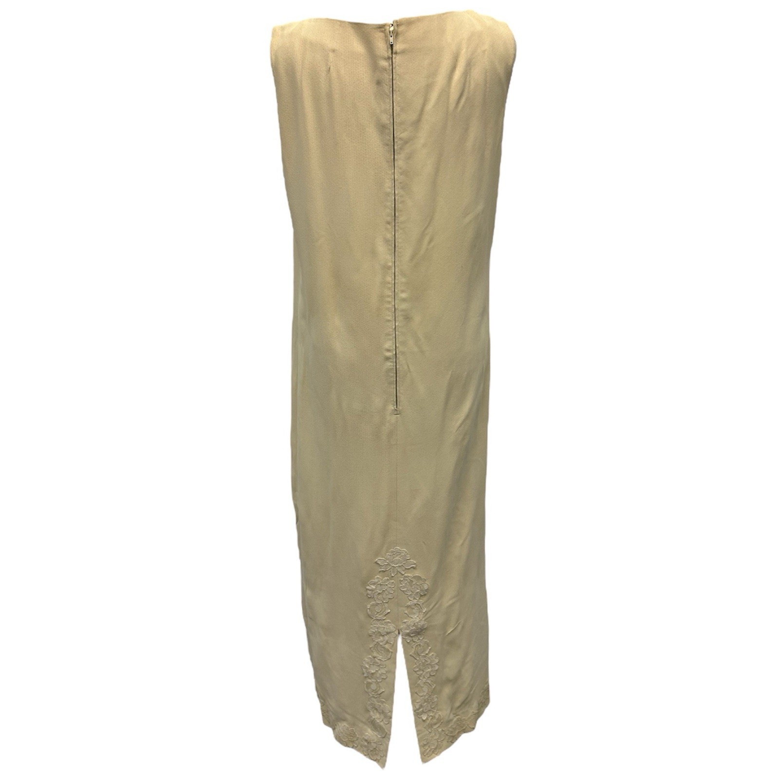 VTG 1960s Babydoll Ivory Lace Appliqué Column Maxi Dress Women’s S/M Unbranded