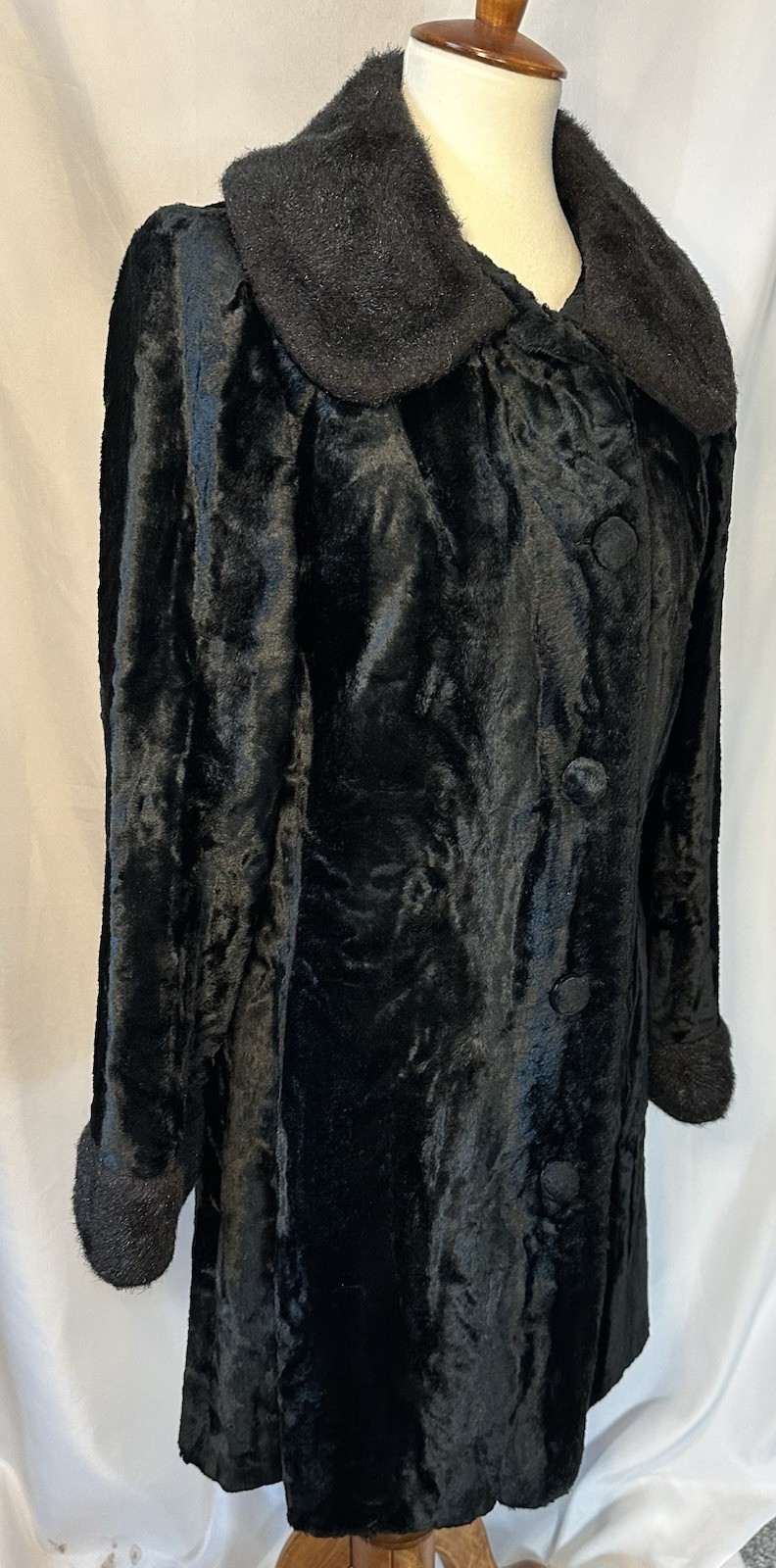 Vintage Graff CaliforniaWare Commuter Black Faux Fur Jacket Sz S