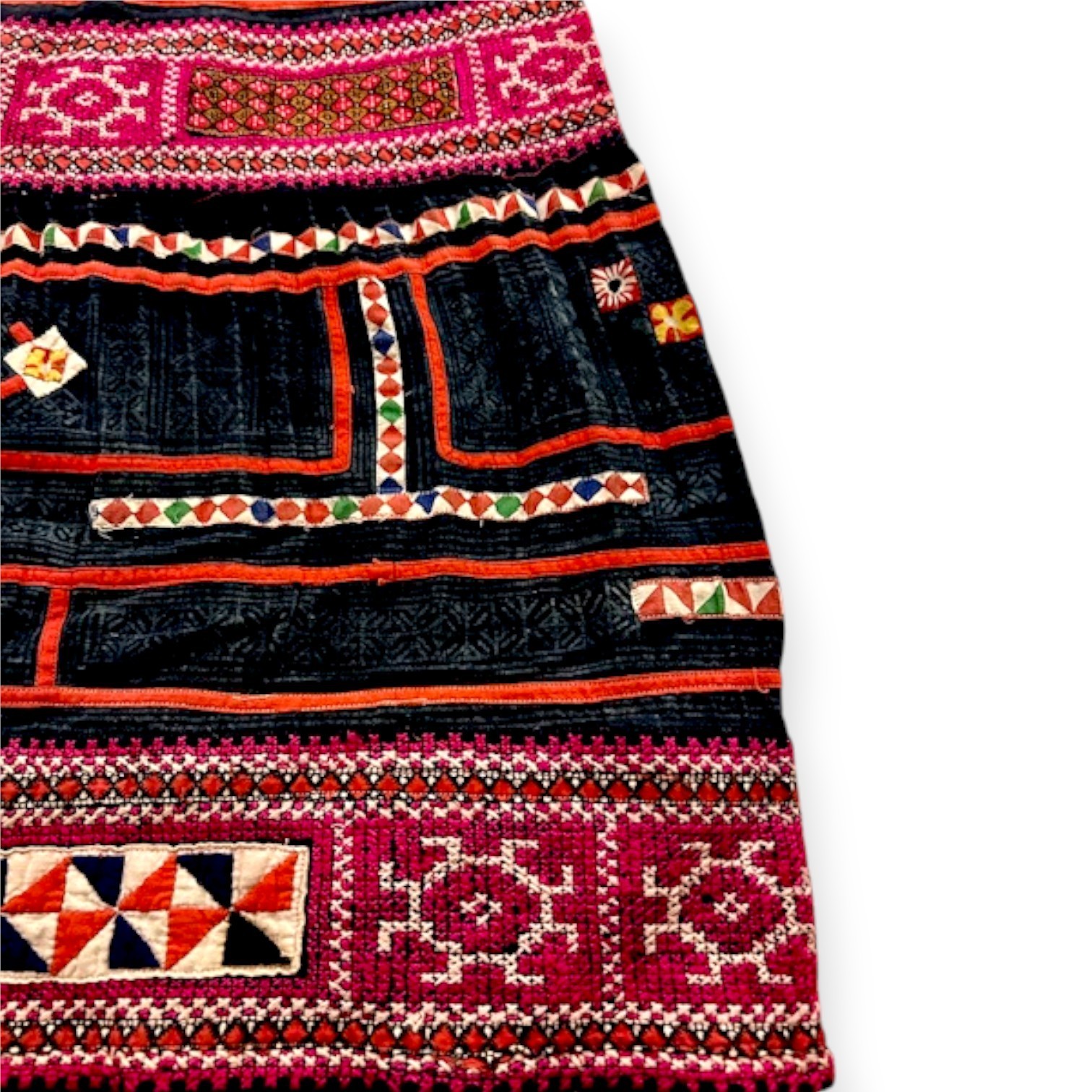 Handcrafted Vintage Embroidered & Applique Vietnamese Hills Hmong Tribal Skirt
