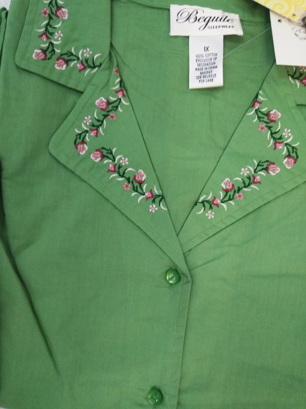 NEW Beguile WOMEN&rsquo;S Sleepwear 2-PIECE SET, GREEN W/ FLORAL ACCENT SIZE 1X