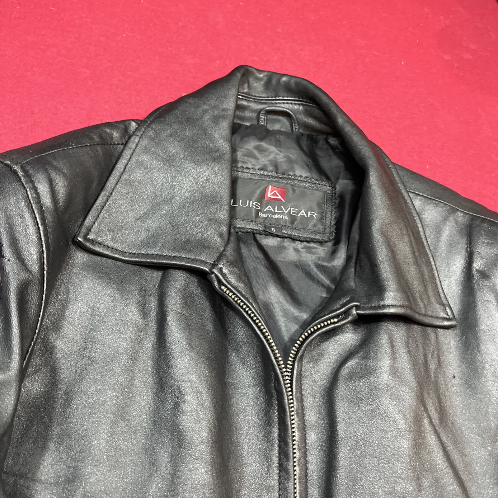 Luis Alvear Black Leather Jacket Zip Up Moto Biker Butterfly Arm Patch Women’s S