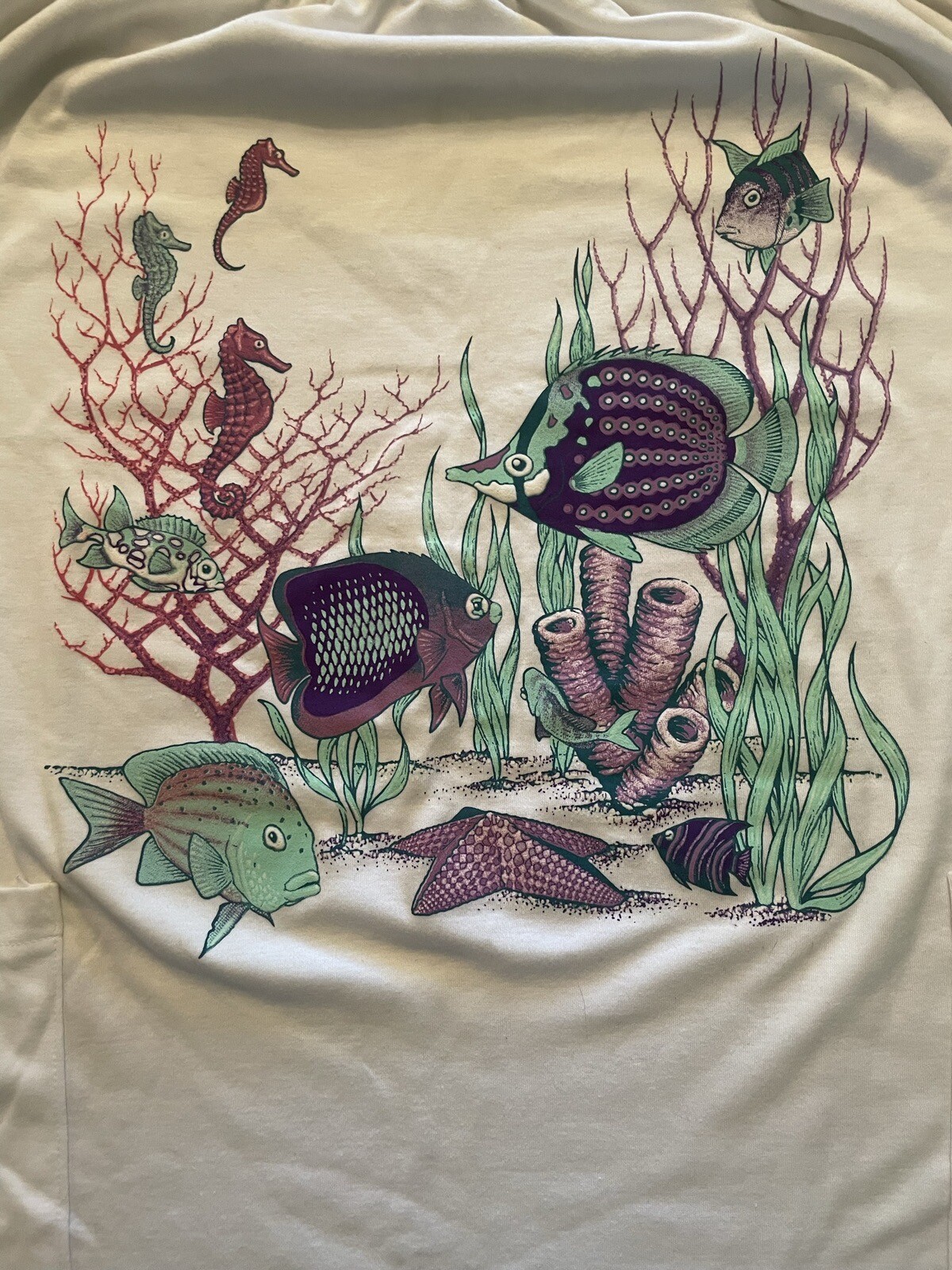 Vintage 80’s Point Sportswear Beach Swim Cover Dress Graphic Fish Coral OS