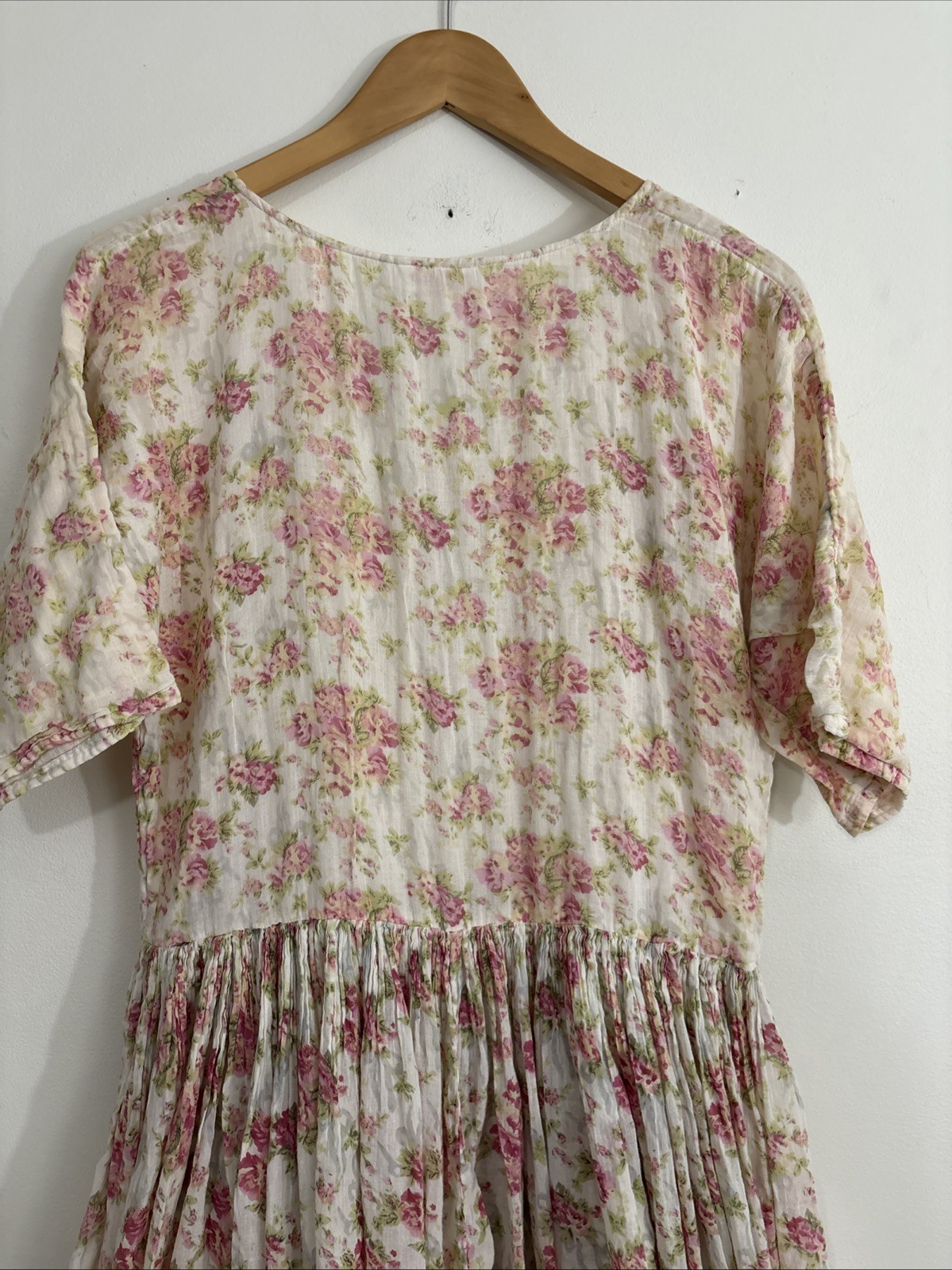 Vintage Sita Cotton Floral Maxi Dress Medium Cottagecore Boho Button Front
