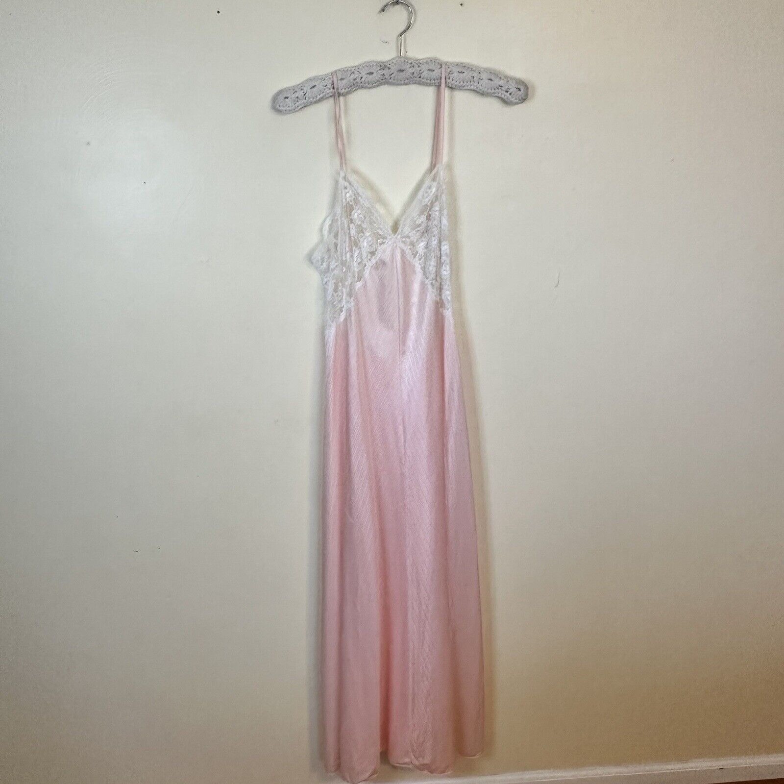 Vtg Miss Elaine Nylon Lace Nightgown Robe Set Womens Neglige Union Made Medium