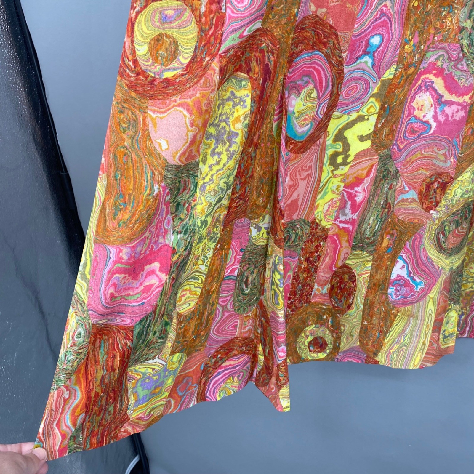 Vintage 60s Psychedelic Swirl Mod Mini Dress GoGo Girl Large Neon Abstract
