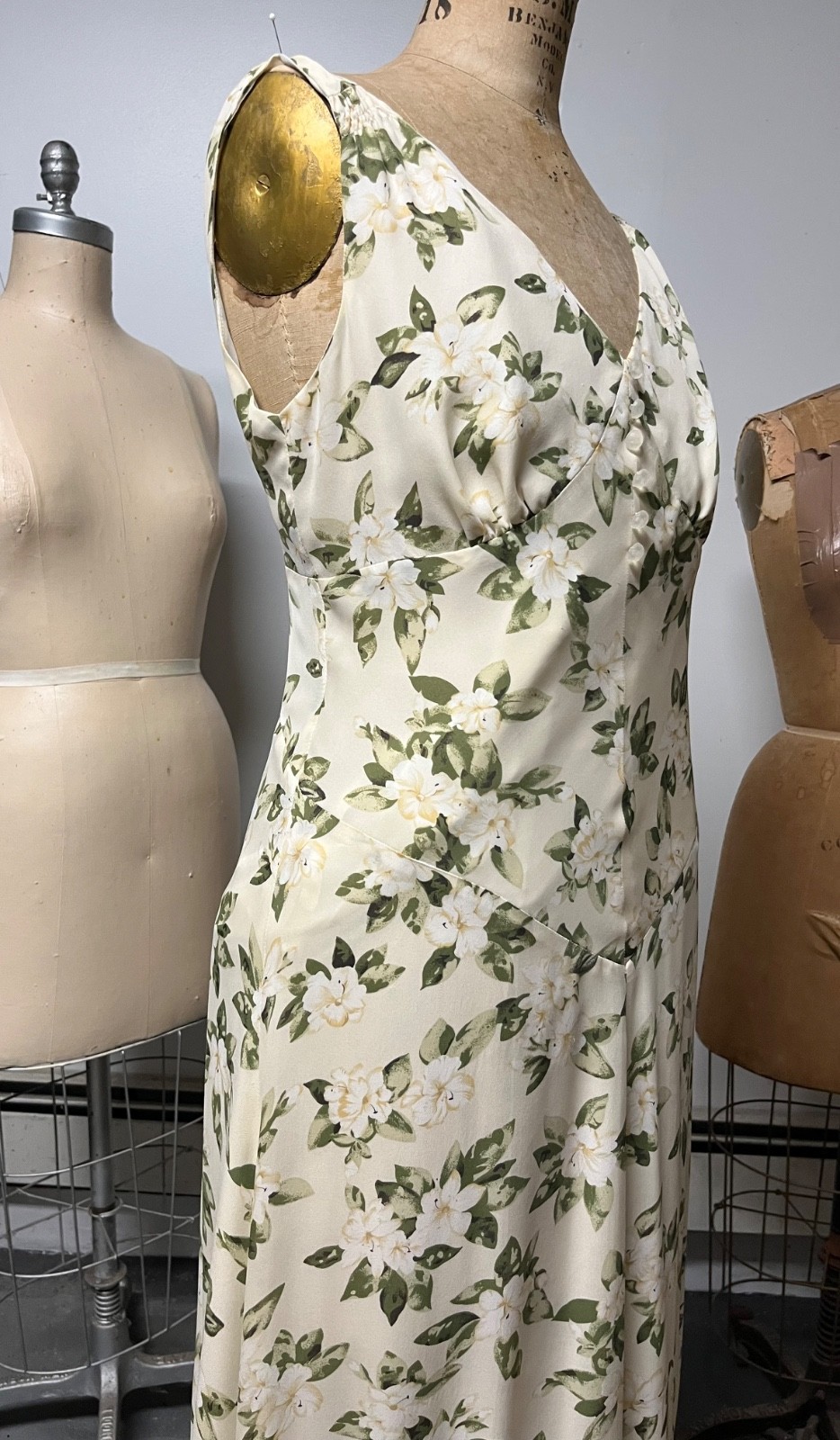Vintage J Peterman 1930s Style Lady Day Silk Georgette Dress Size 10 Bust 38