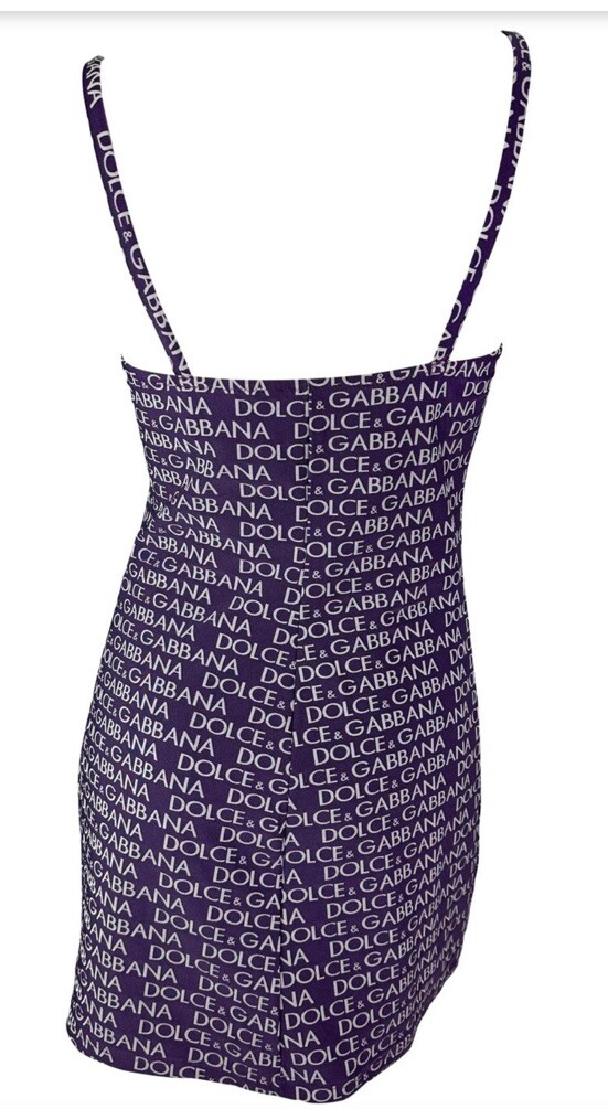 Vintage 1990s Dolce & Gabbana Logo Bodycon Dress Sz S