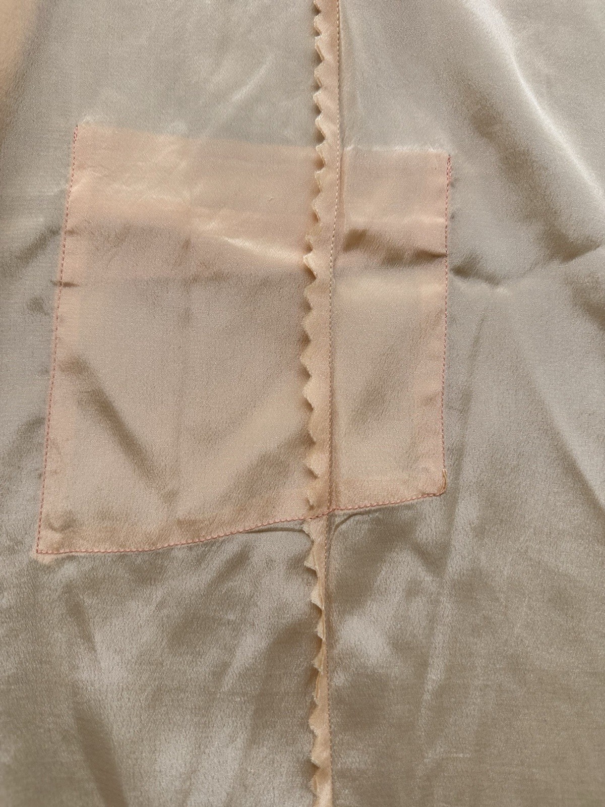 1930s 40s Peach Rayon Satin Robe Art Deco Wrap Boudoir Dressing Gown S Vintage