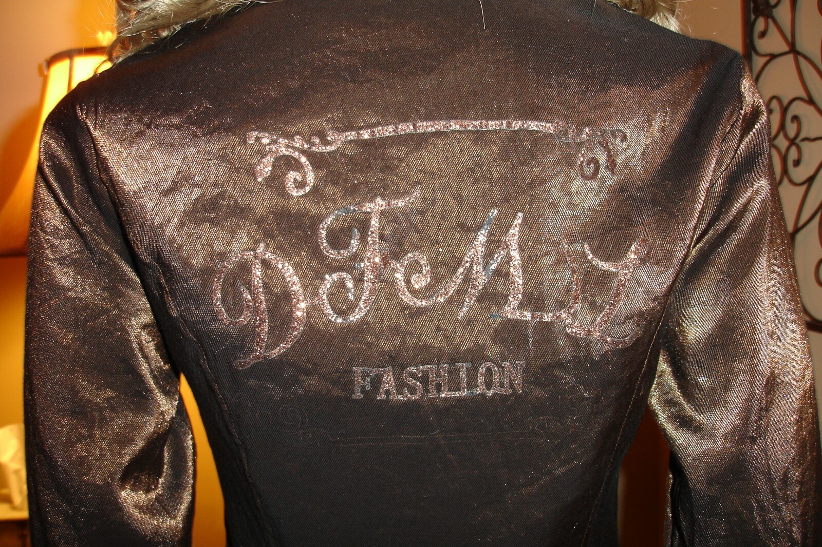 Vtg Vandana Metallic Brown/Bronze Peplum Waistcoat Jacket D-FeMLI Fashion